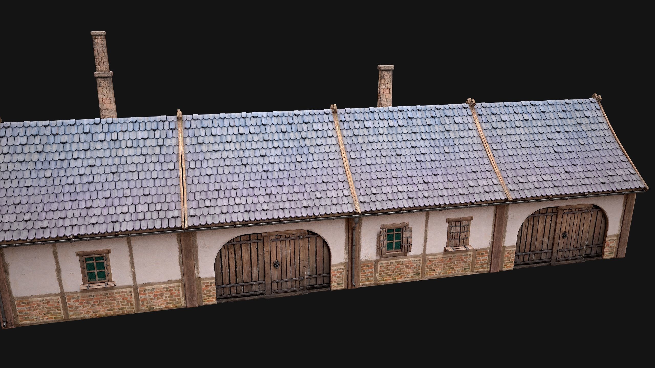 Medieval Buildings Set Low-poly 3D model_22