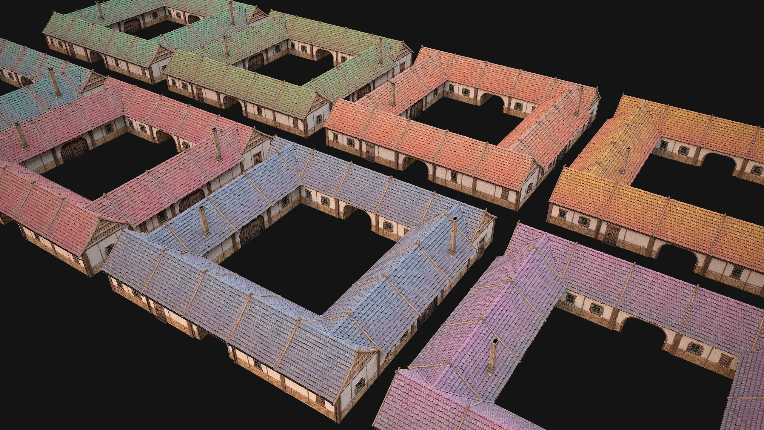 Medieval Buildings Set Low-poly 3D model_77