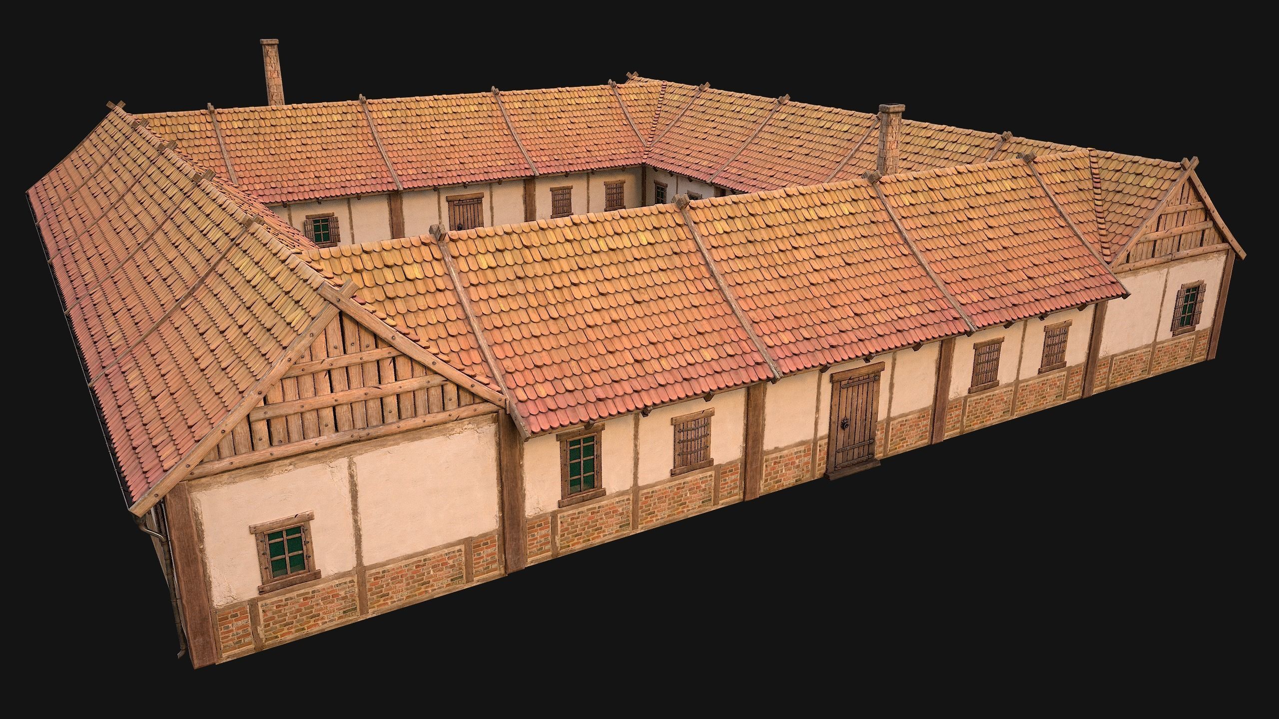 Medieval Buildings Set Low-poly 3D model_71