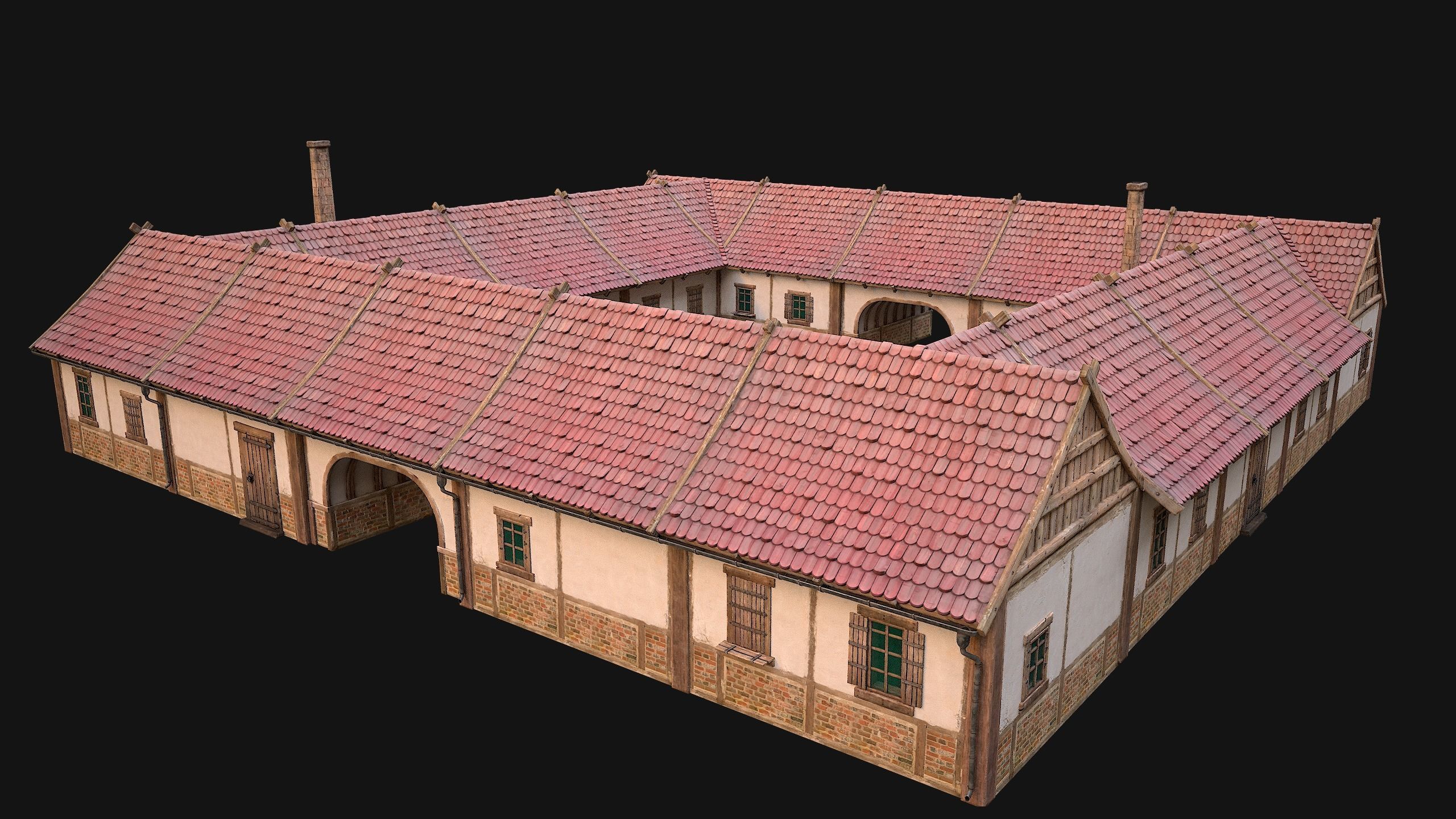 Medieval Buildings Set Low-poly 3D model_72