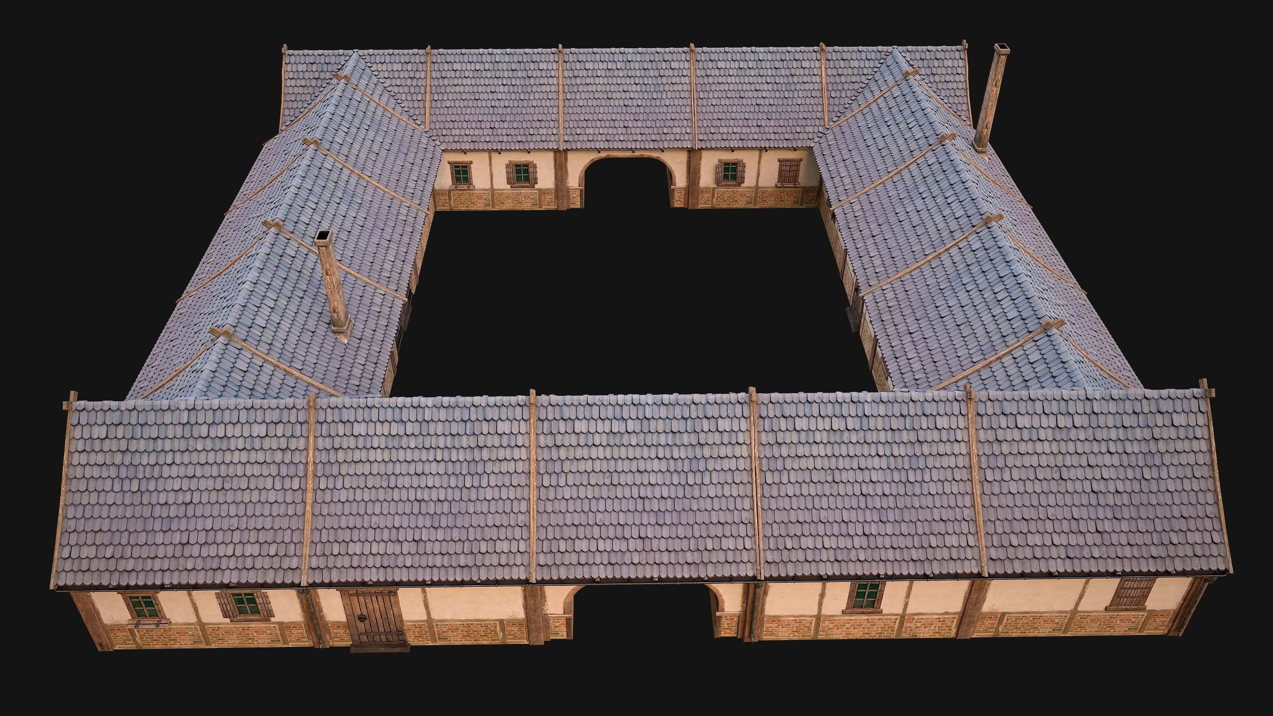 Medieval Buildings Set Low-poly 3D model_67