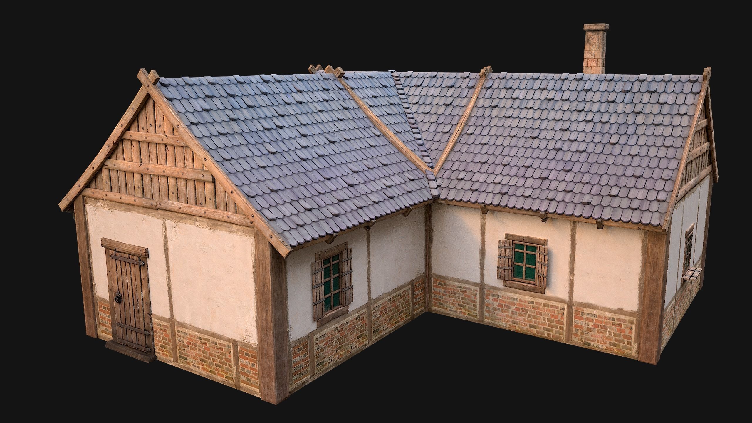 Medieval Buildings Set Low-poly 3D model_16