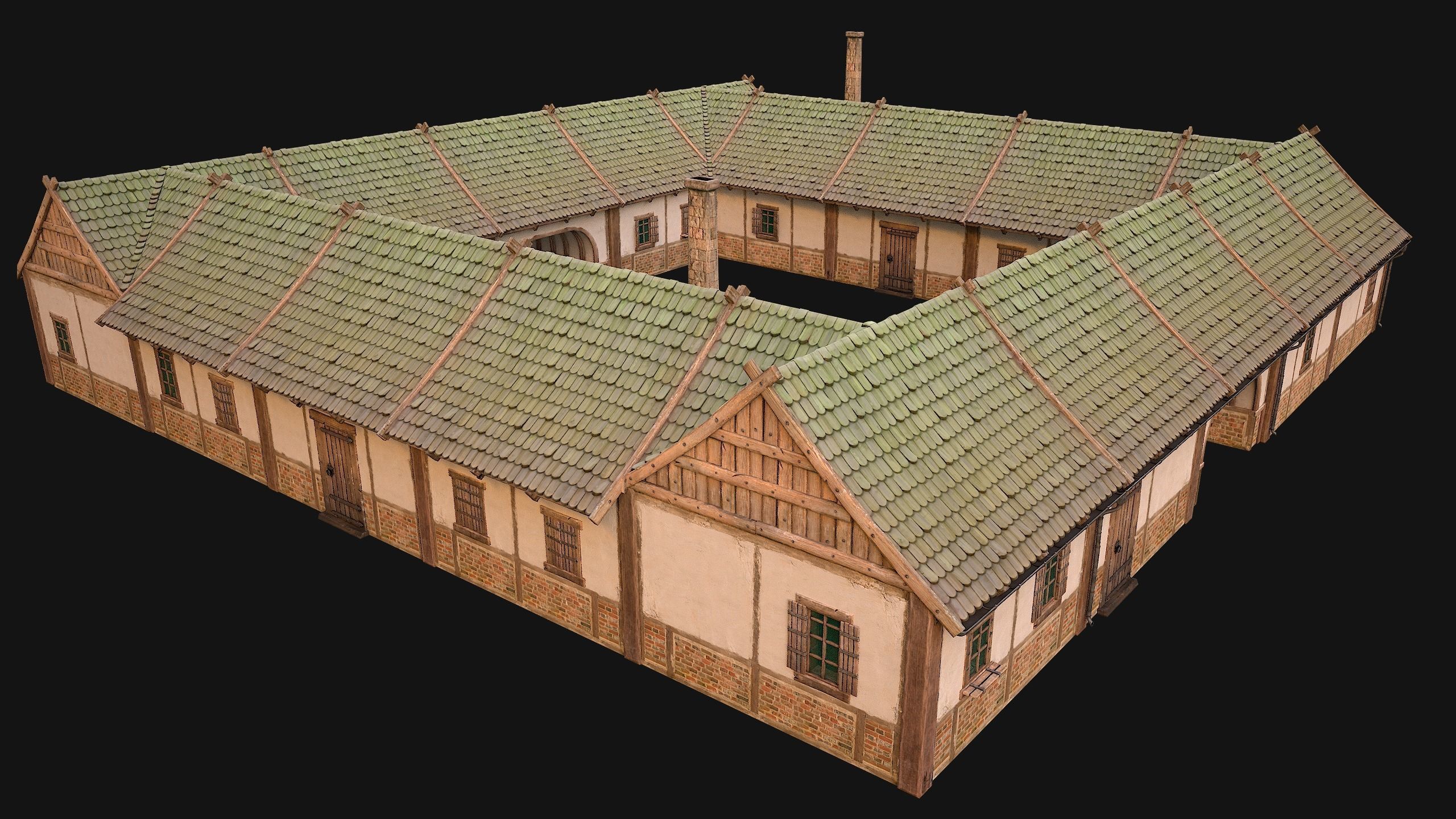 Medieval Buildings Set Low-poly 3D model_69