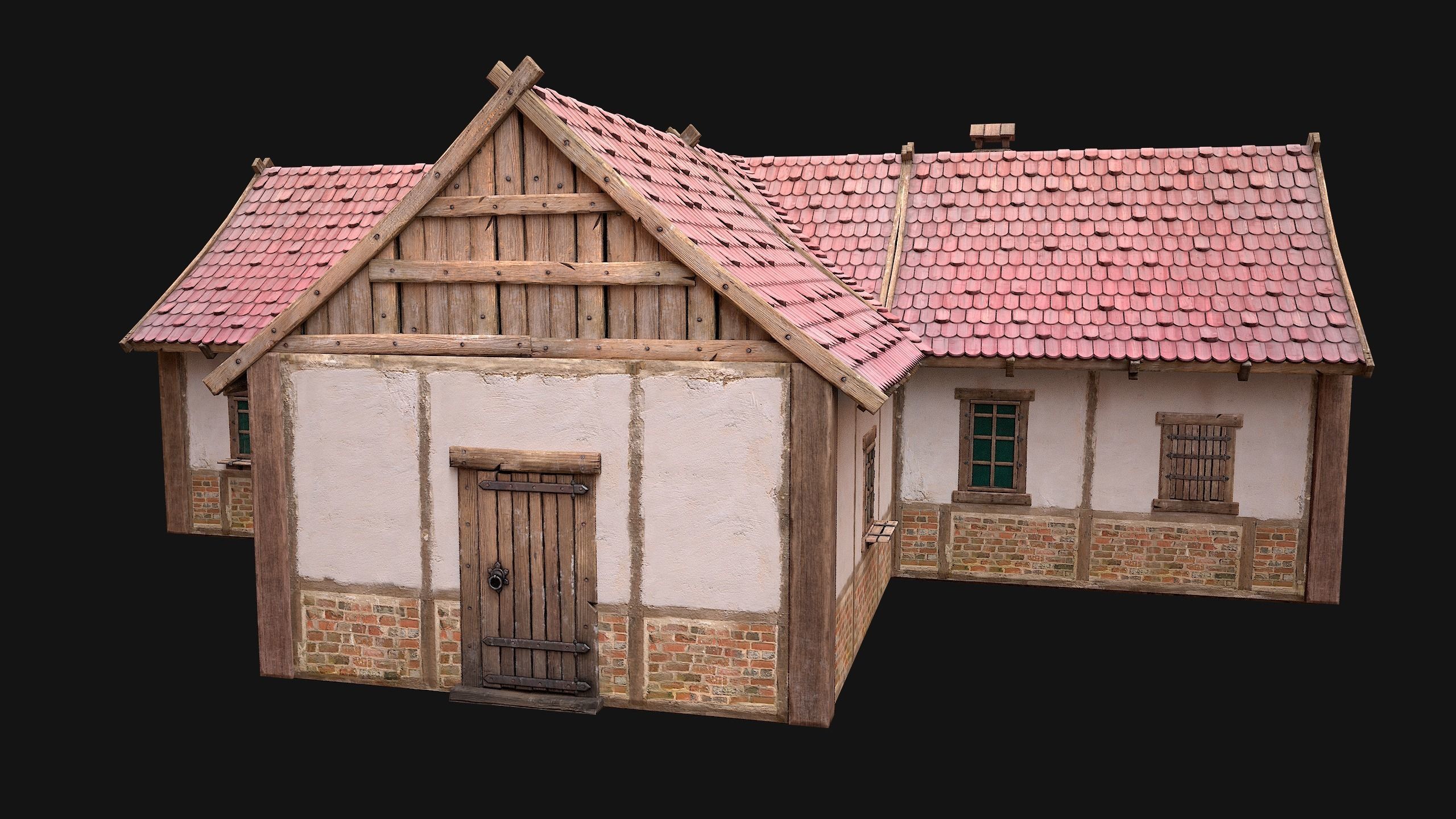 Medieval Buildings Set Low-poly 3D model_62