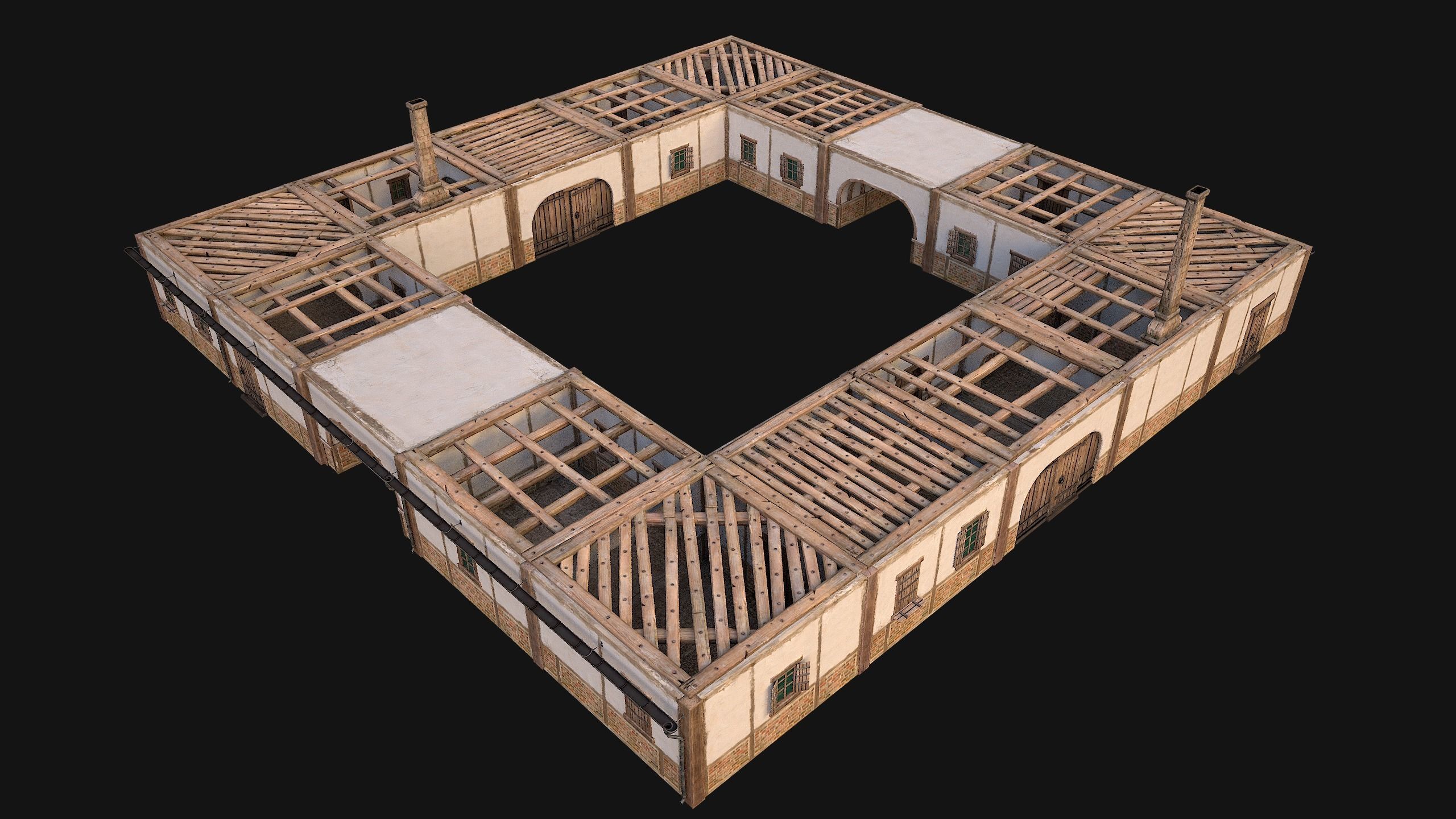 Medieval Buildings Set Low-poly 3D model_78