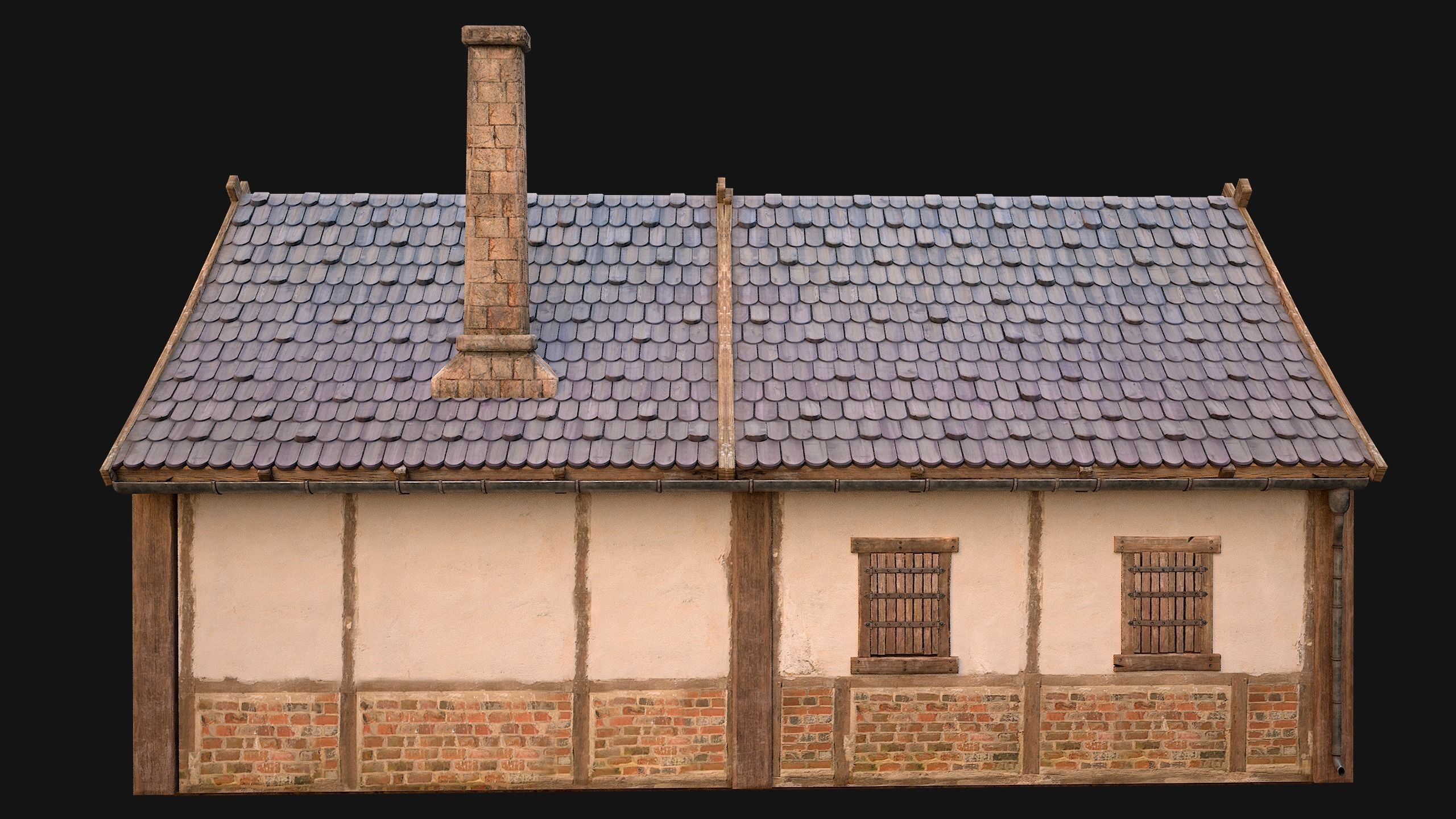 Medieval Buildings Set Low-poly 3D model_13