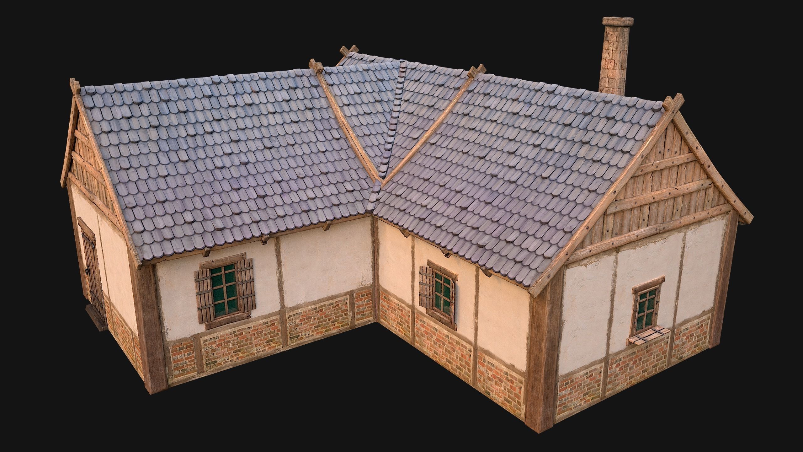 Medieval Buildings Set Low-poly 3D model_15