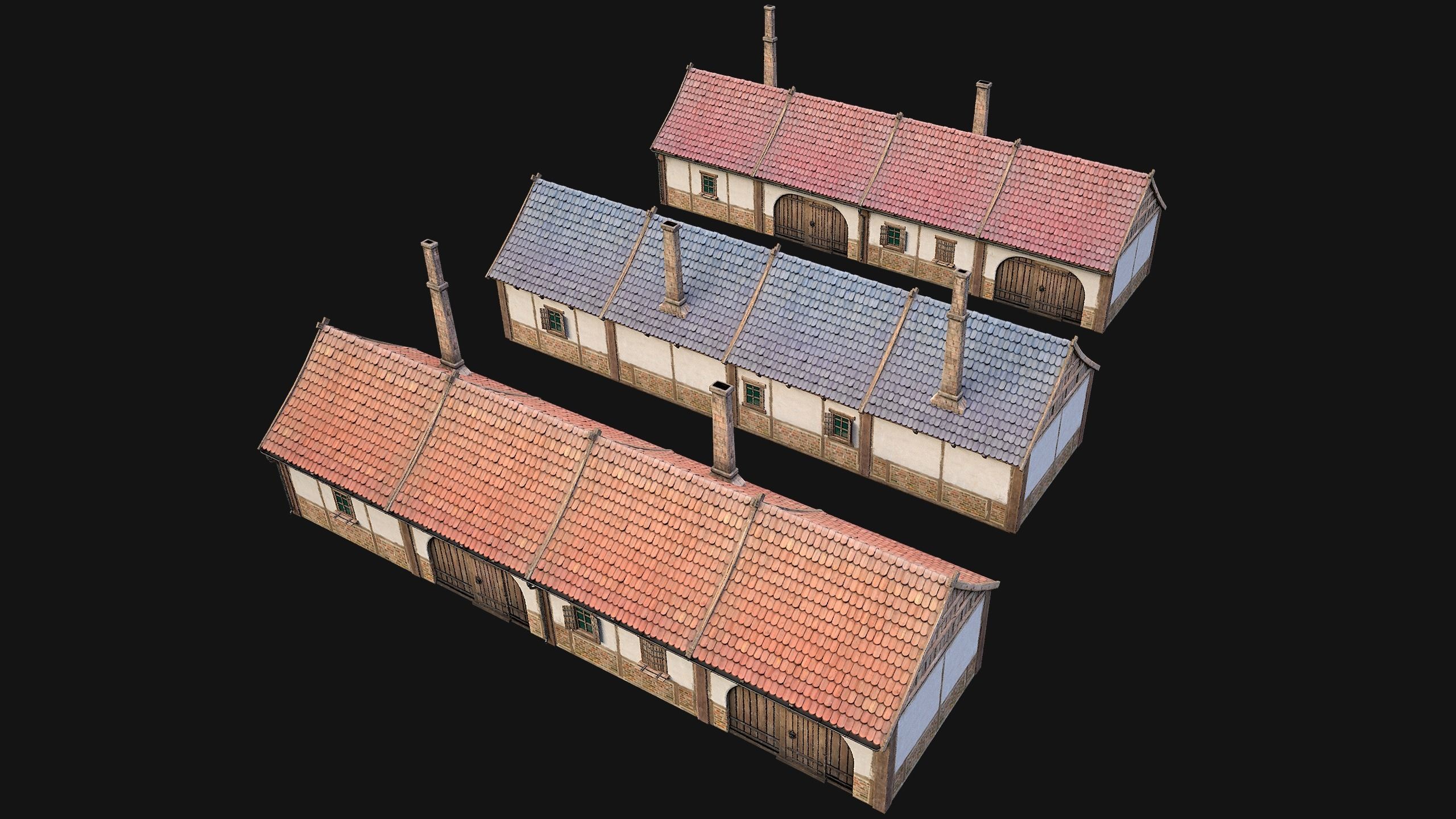 Medieval Buildings Set Low-poly 3D model_21