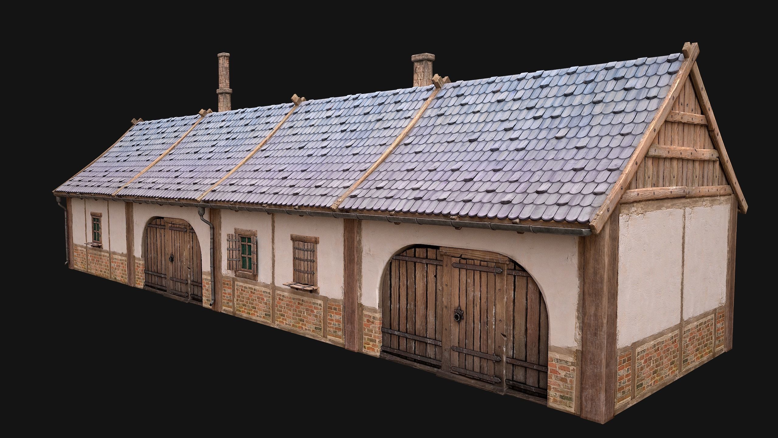 Medieval Buildings Set Low-poly 3D model_27