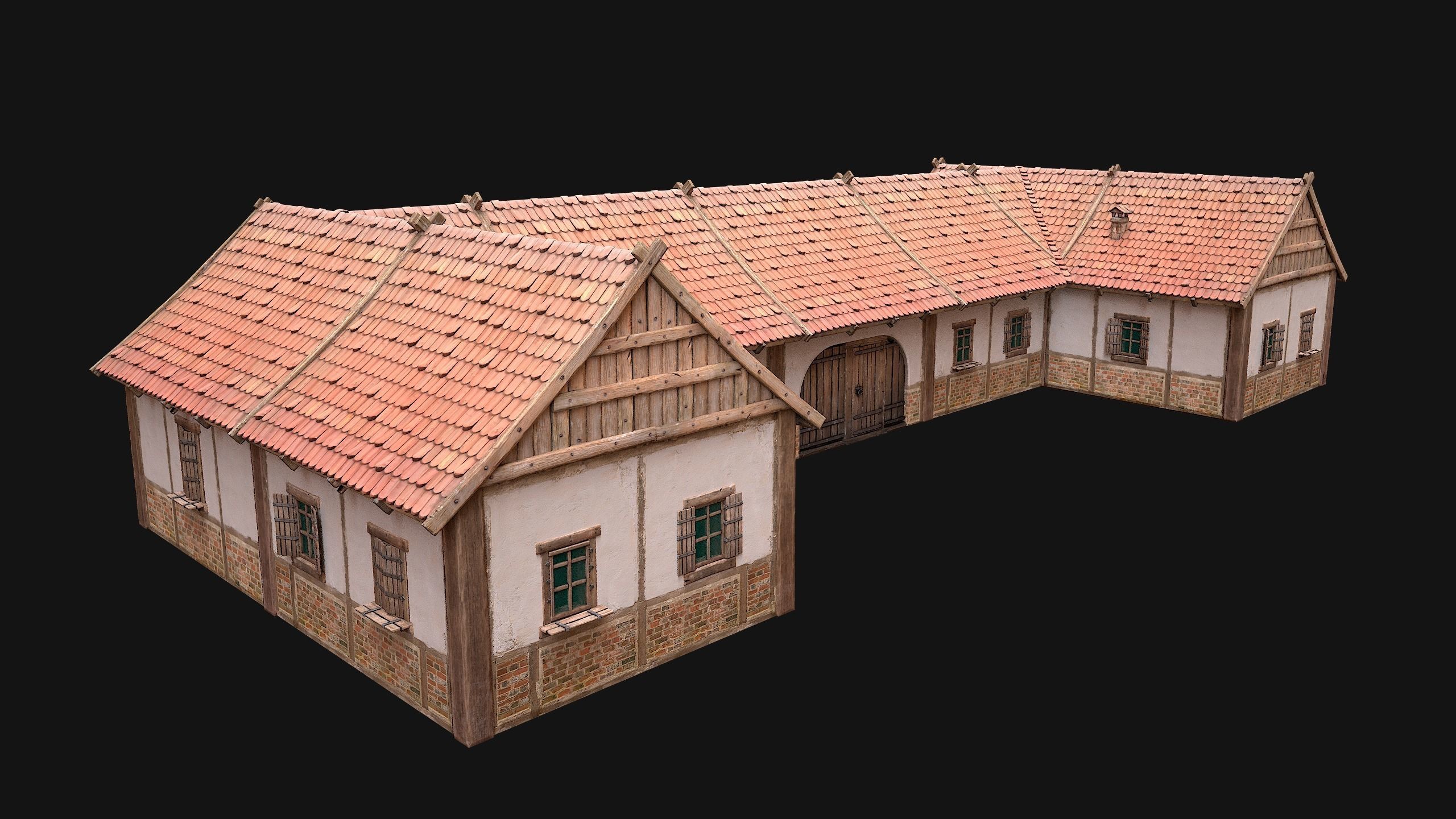 Medieval Buildings Set Low-poly 3D model_38