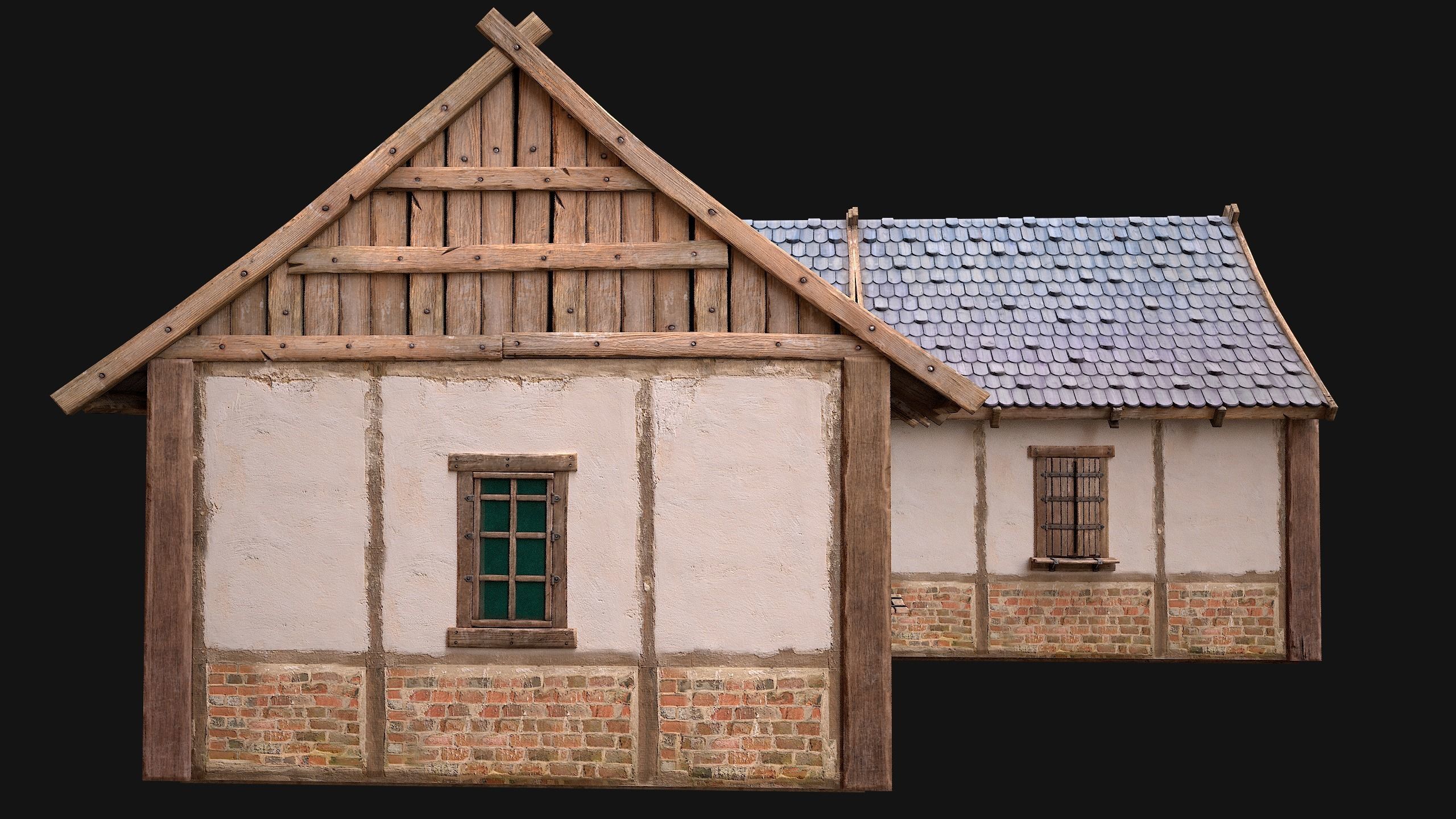 Medieval Buildings Set Low-poly 3D model_52