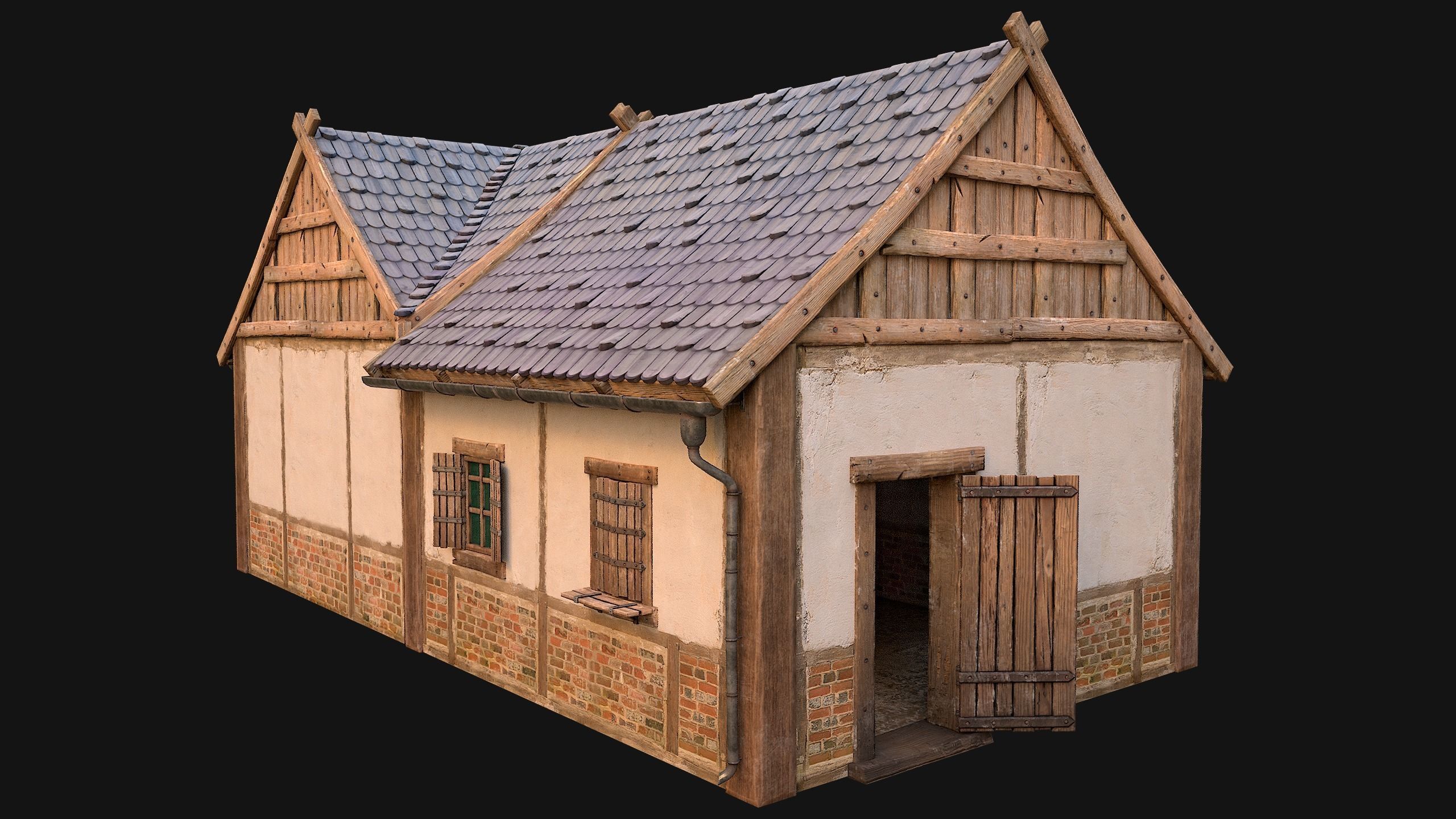 Medieval Buildings Set Low-poly 3D model_81