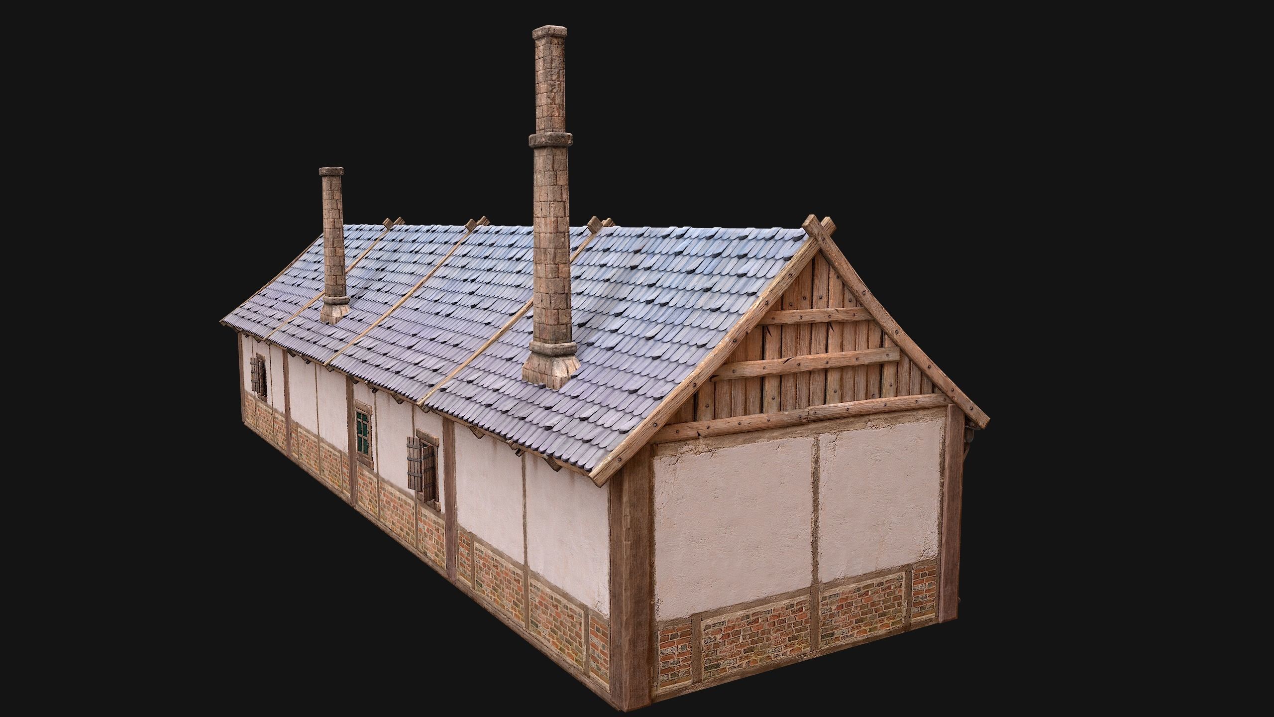 Medieval Buildings Set Low-poly 3D model_26
