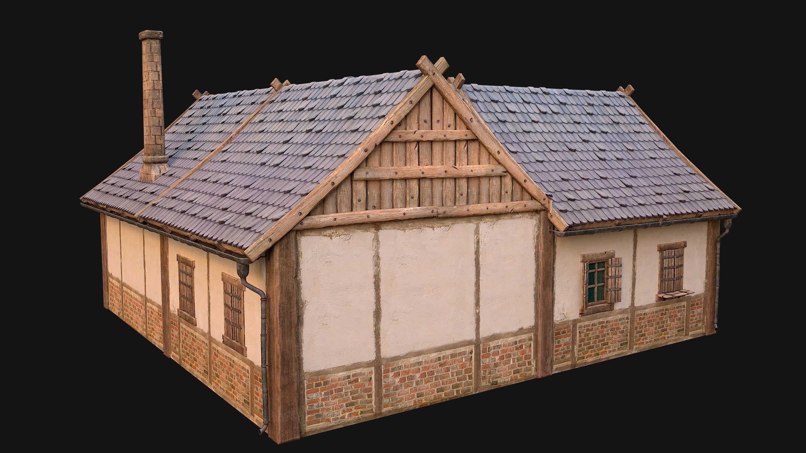 Medieval Buildings Set Low-poly 3D model_83