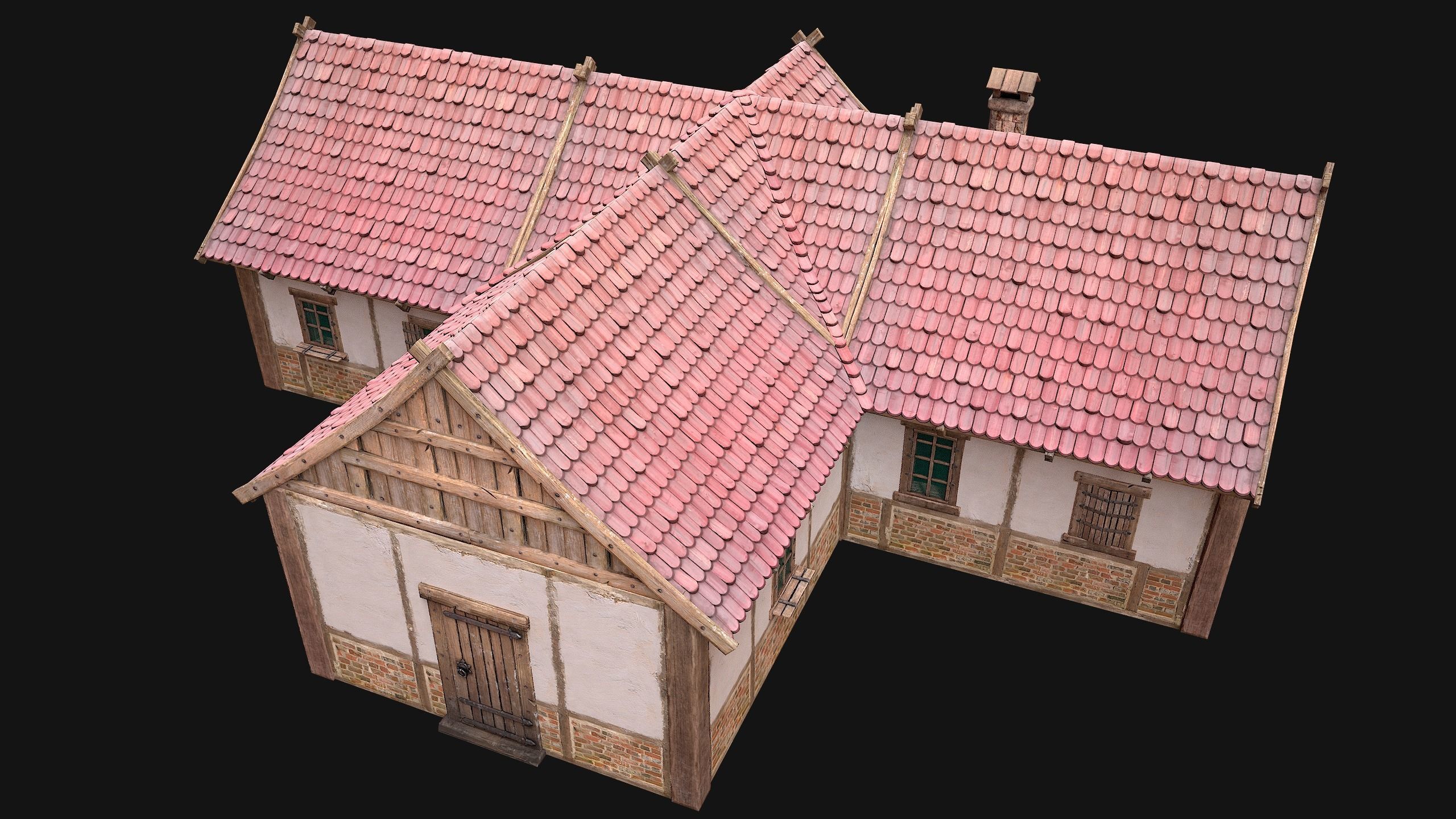 Medieval Buildings Set Low-poly 3D model_61