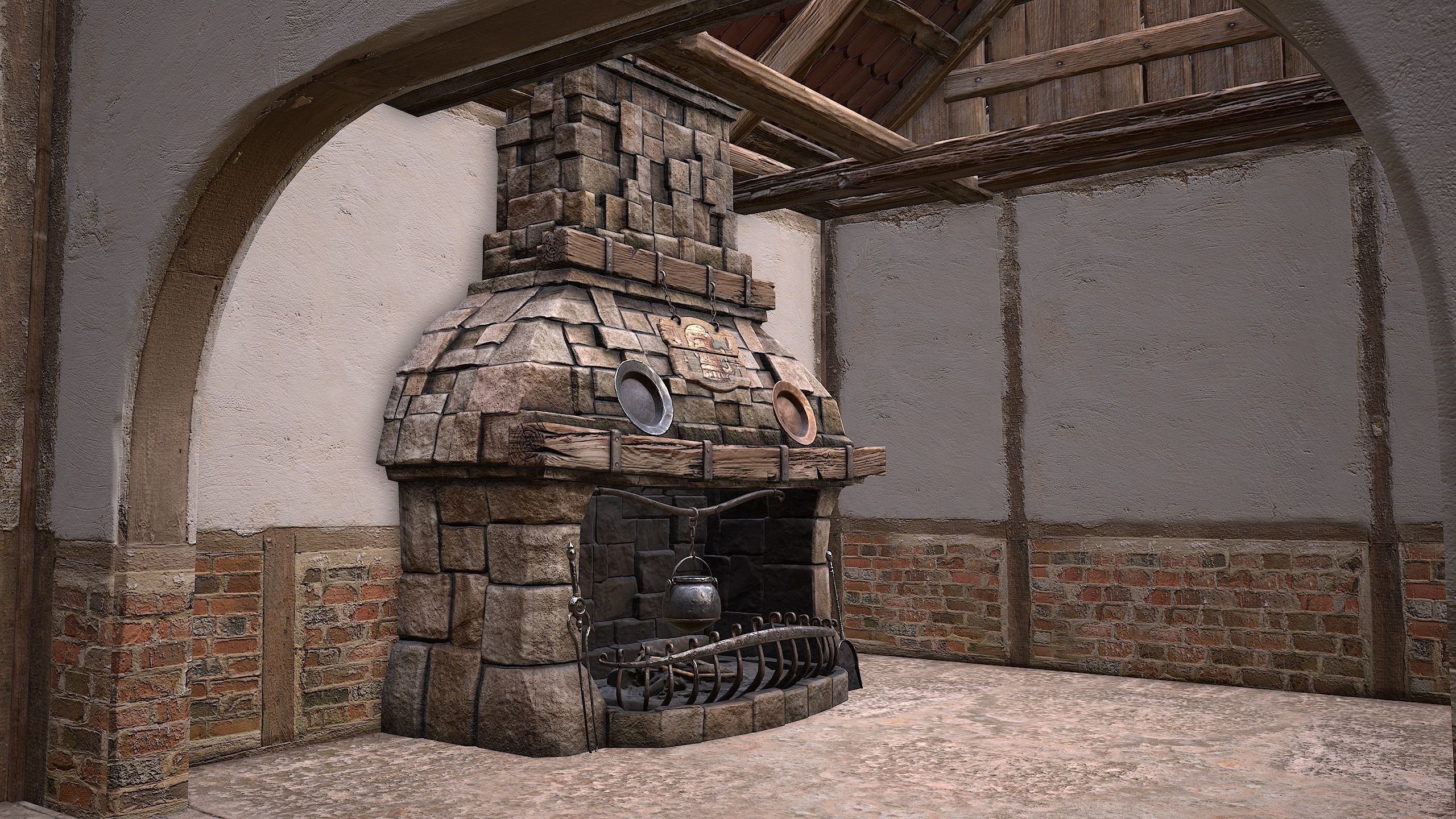 Medieval Buildings Set Low-poly 3D model_74