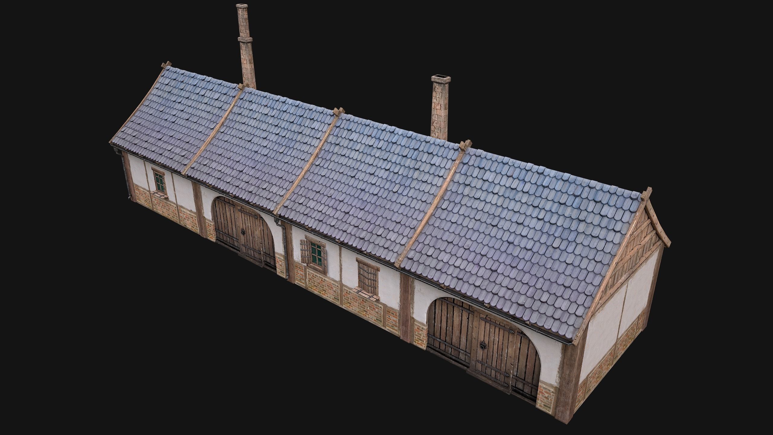 Medieval Buildings Set Low-poly 3D model_35