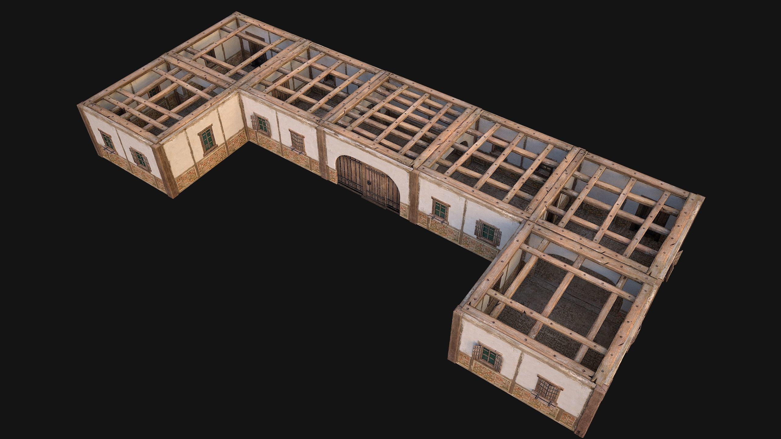 Medieval Buildings Set Low-poly 3D model_46