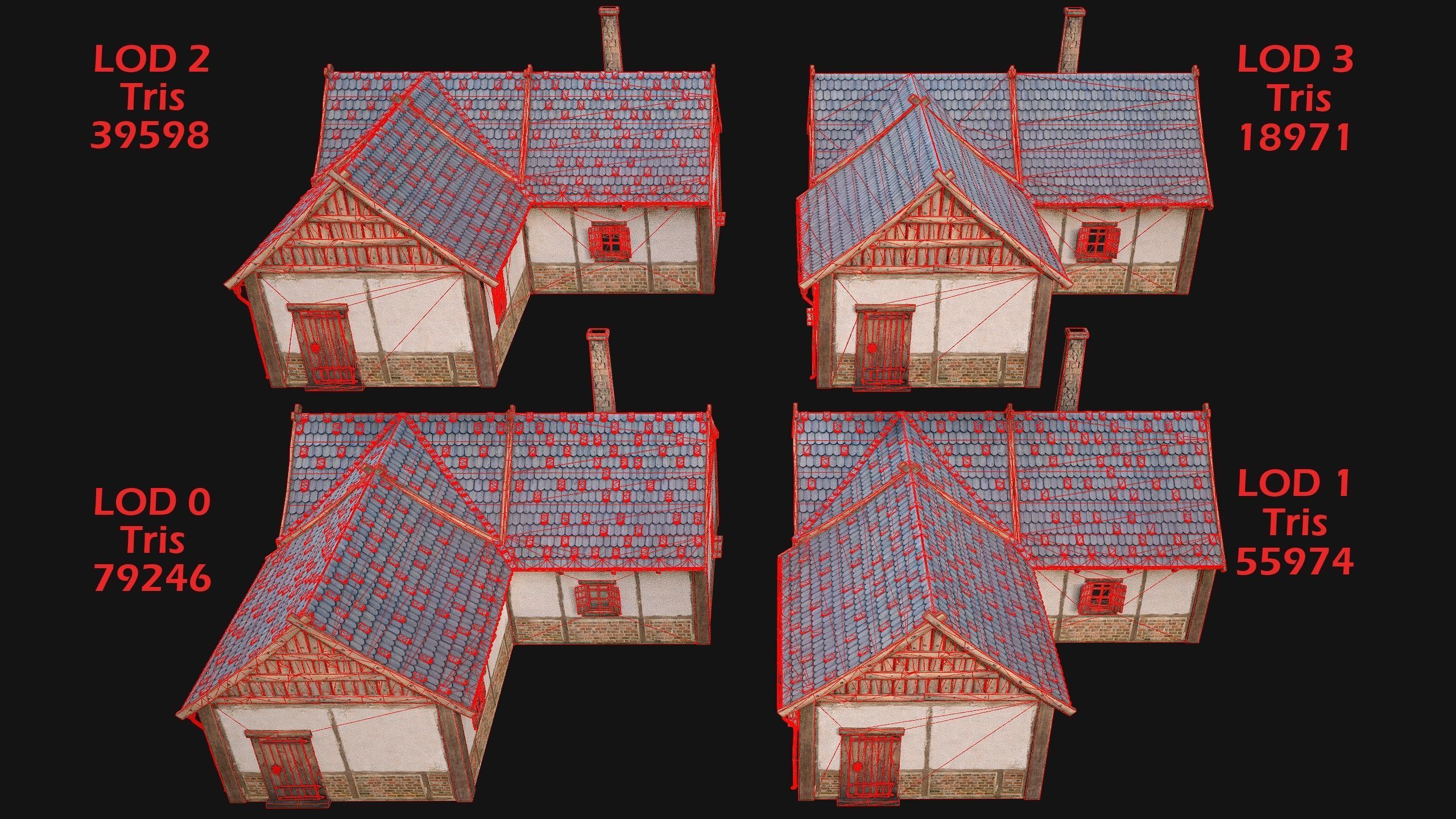 Medieval Buildings Set Low-poly 3D model_12