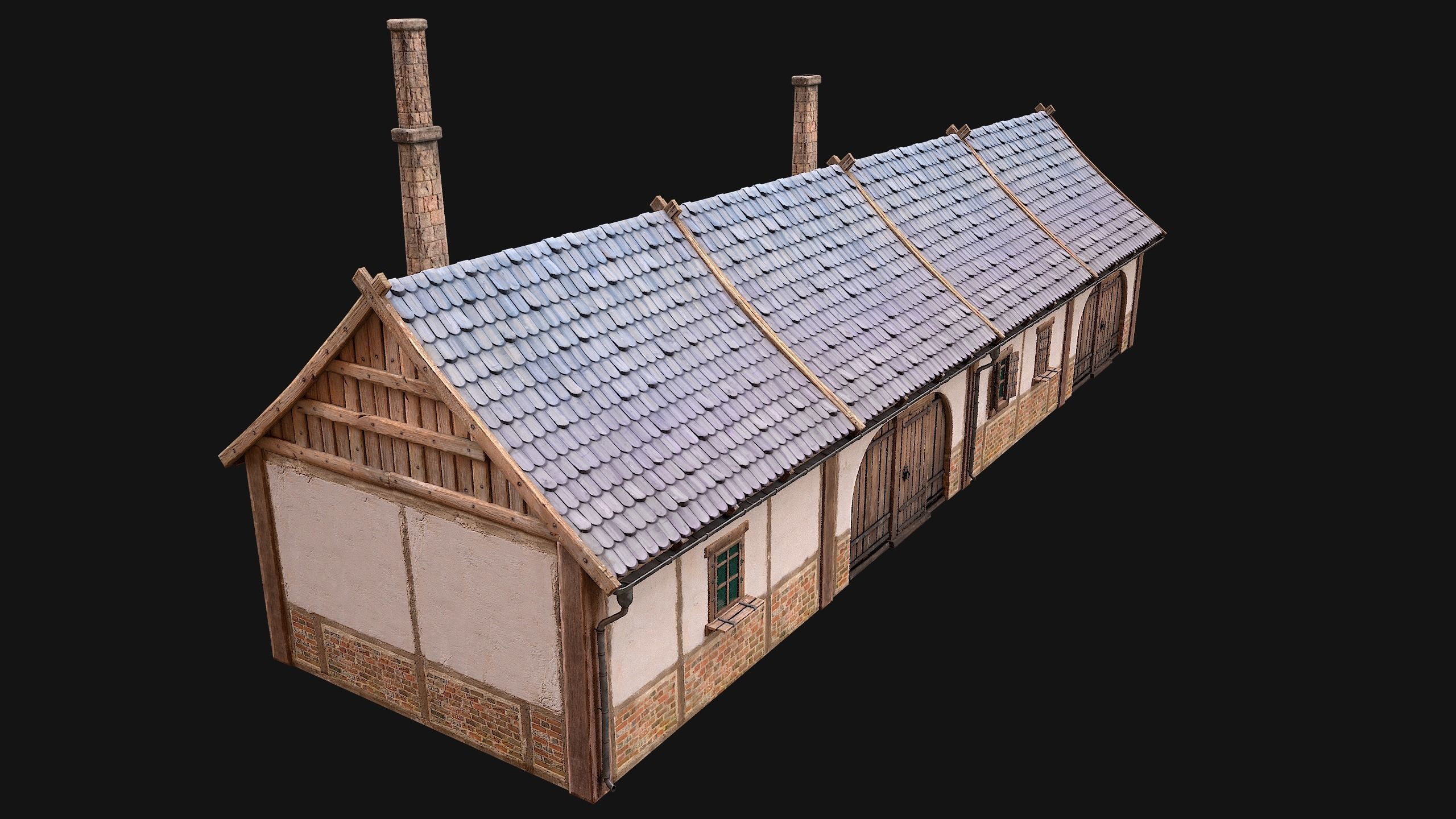 Medieval Buildings Set Low-poly 3D model_25