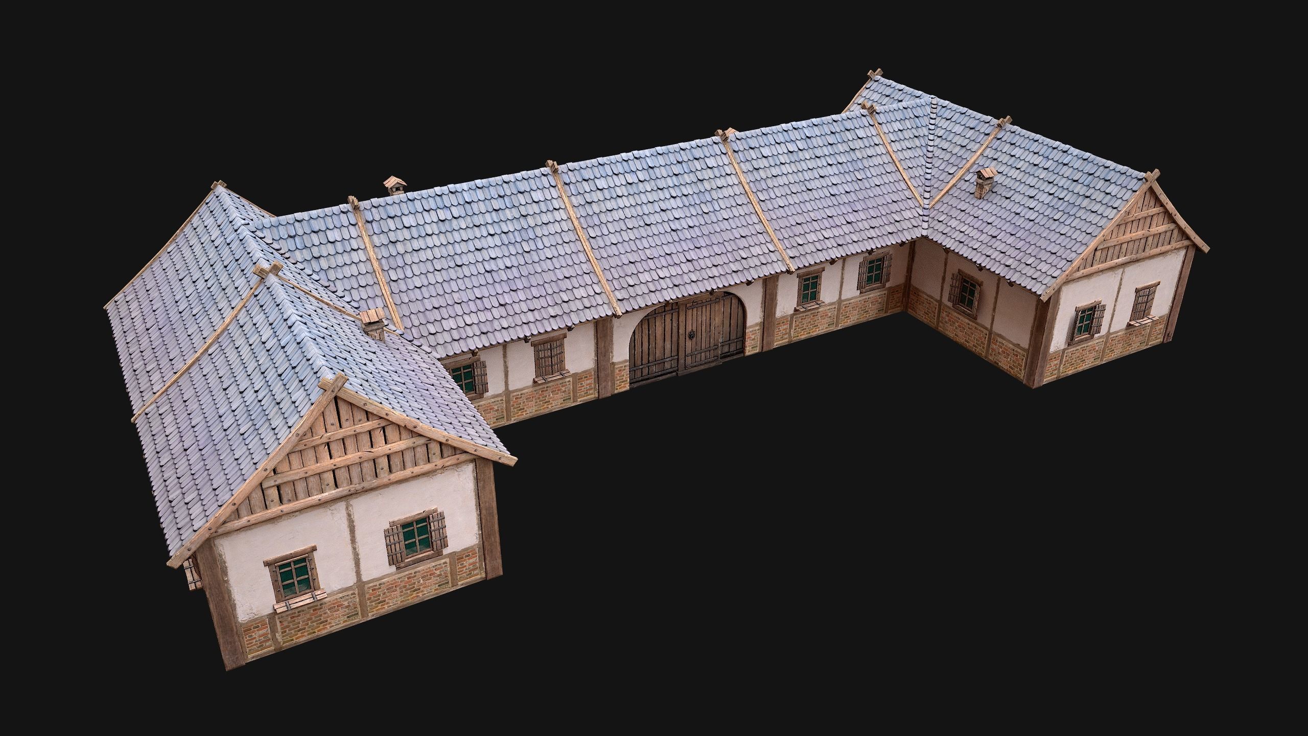 Medieval Buildings Set Low-poly 3D model_50