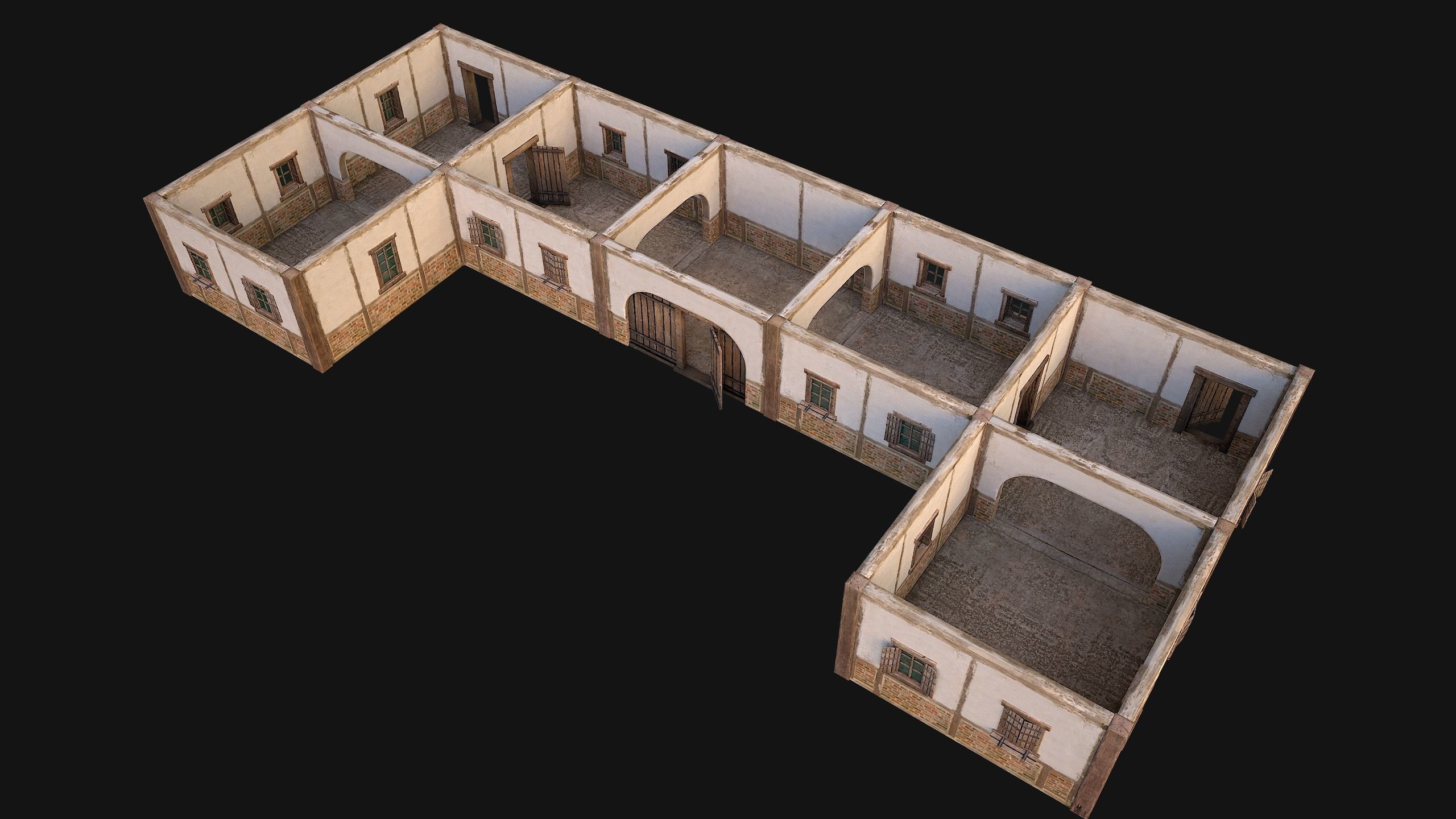 Medieval Buildings Set Low-poly 3D model_48