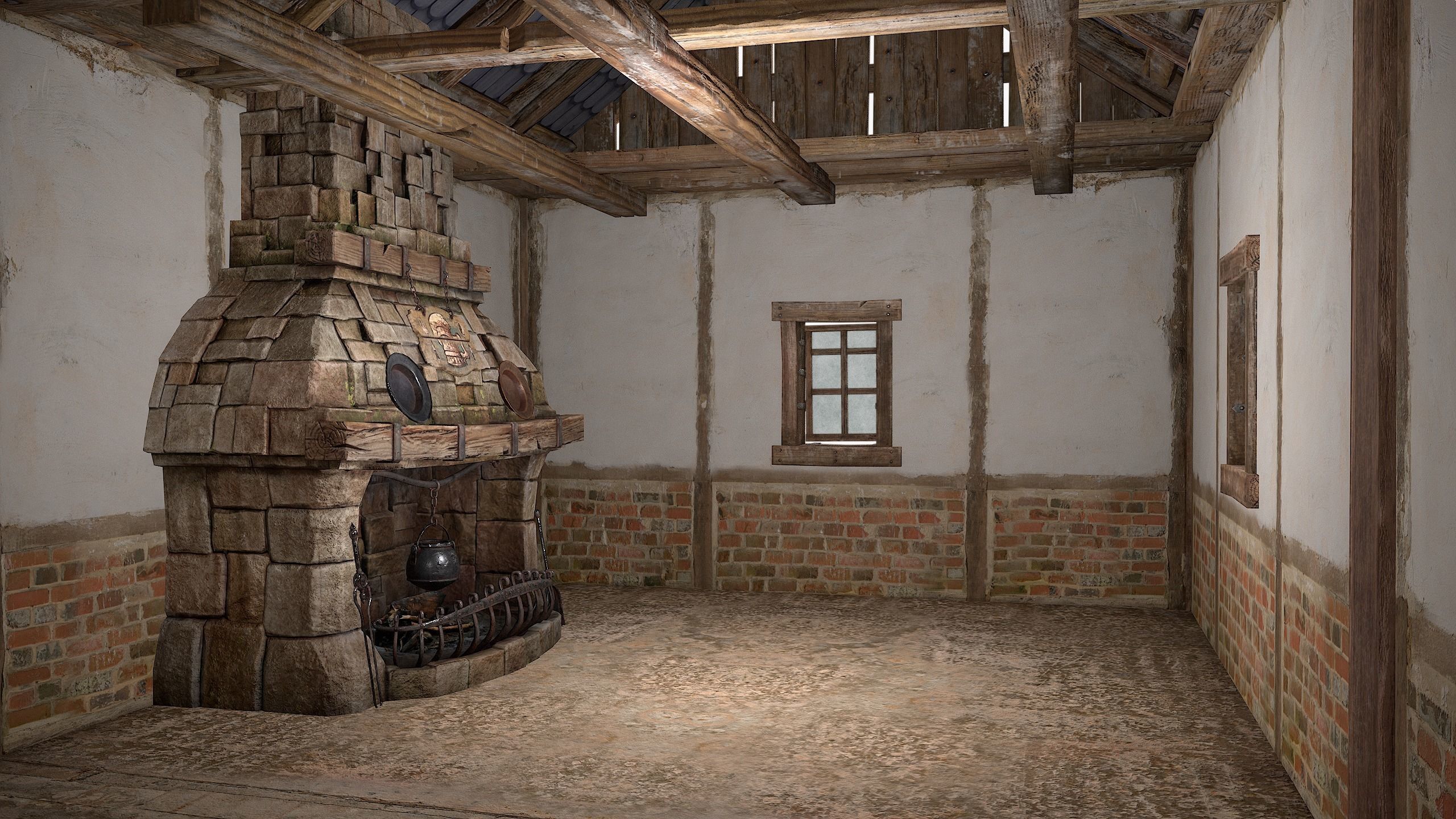 Medieval Buildings Set Low-poly 3D model_51