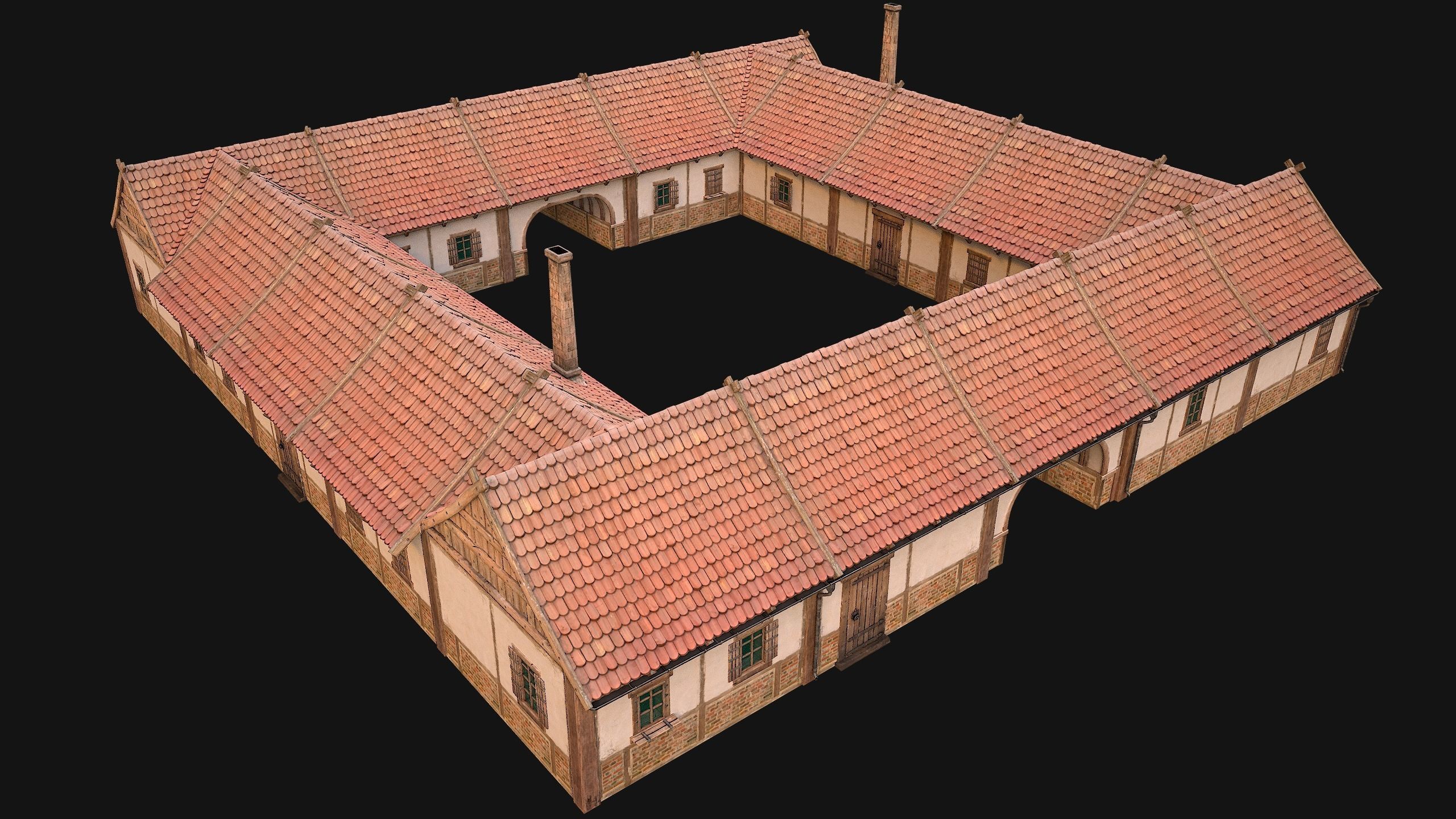 Medieval Buildings Set Low-poly 3D model_68