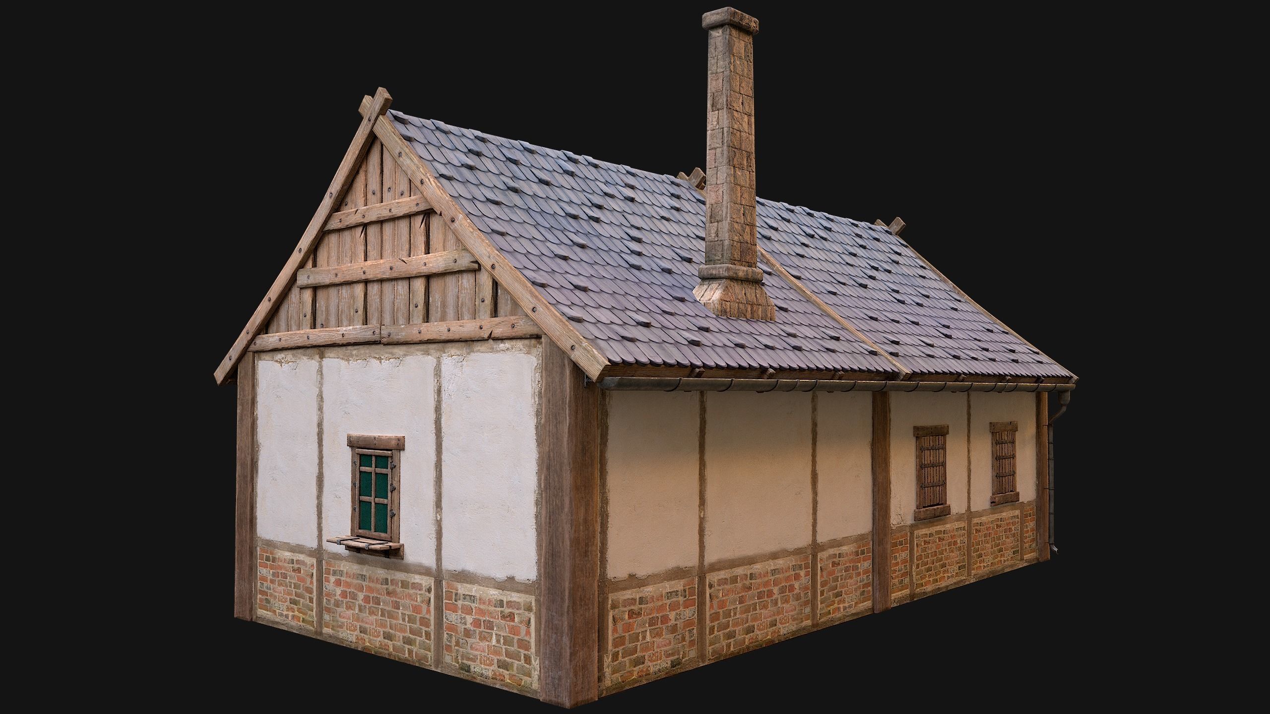 Medieval Buildings Set Low-poly 3D model_14