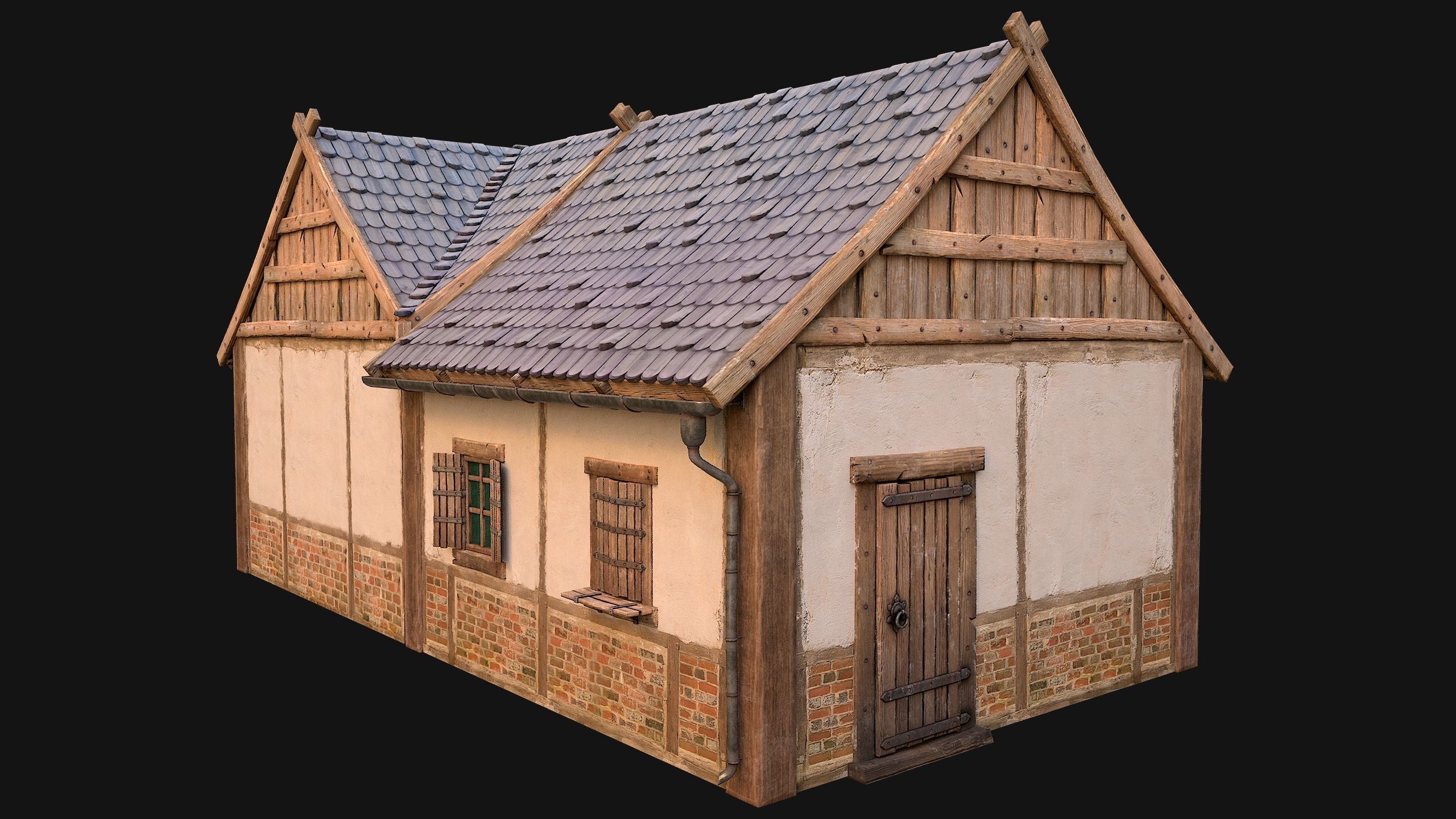 Medieval Buildings Set Low-poly 3D model_82