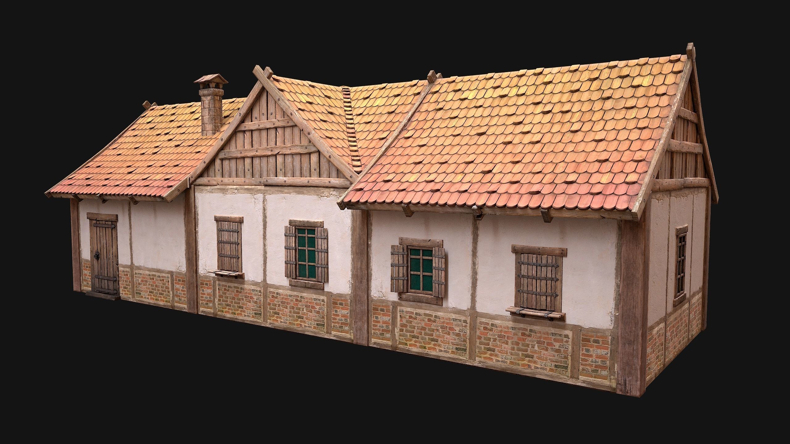 Medieval Buildings Set Low-poly 3D model_53