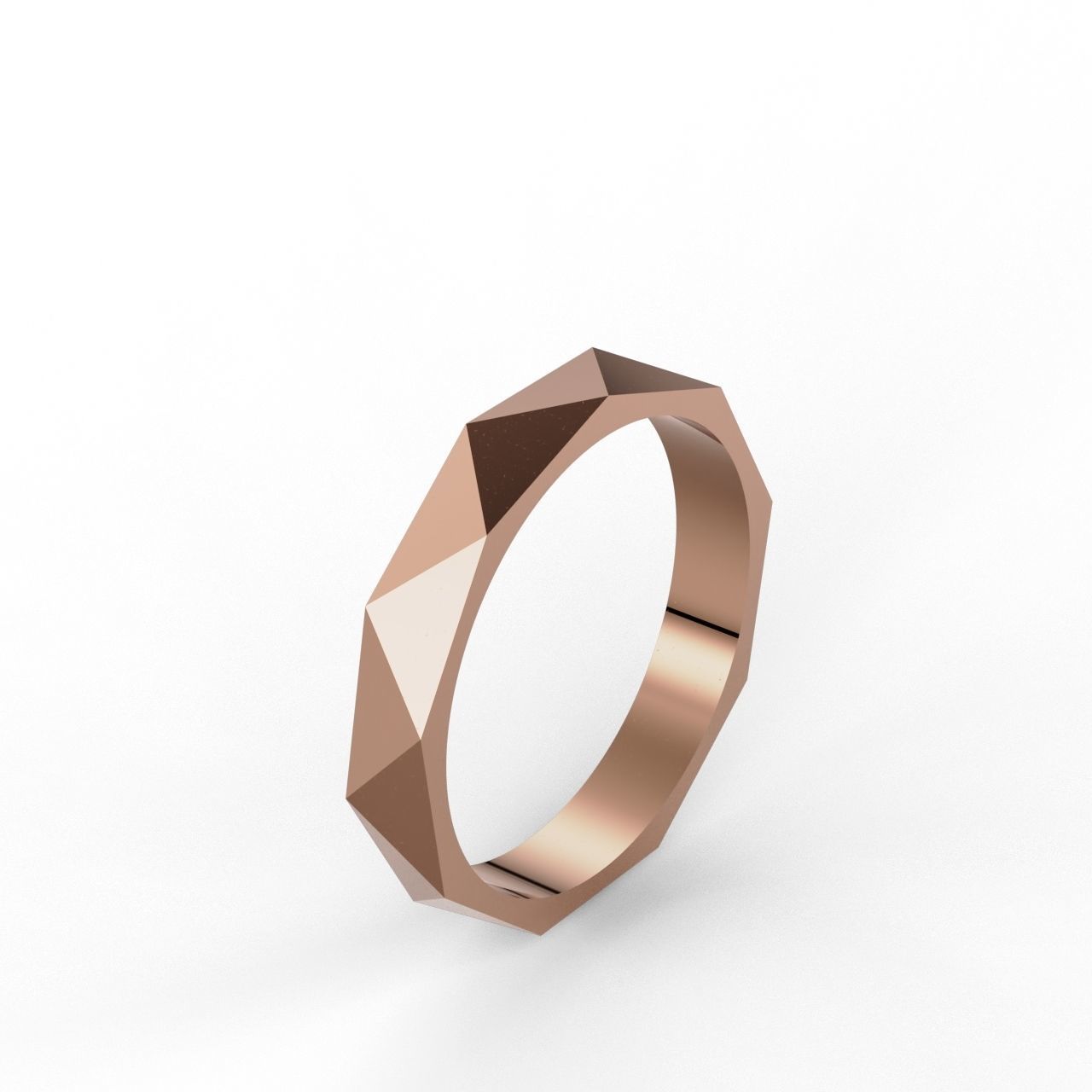 Triangle faceted ring 17 5mm 3D print model_2