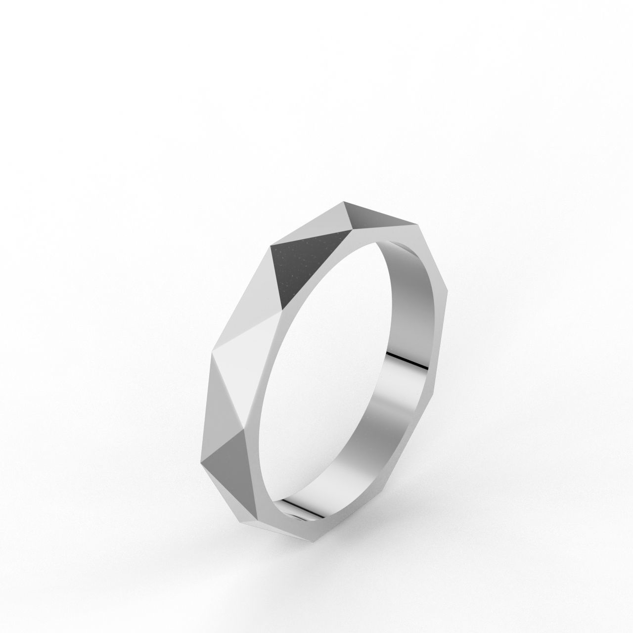 Triangle faceted ring 17 5mm 3D print model_1