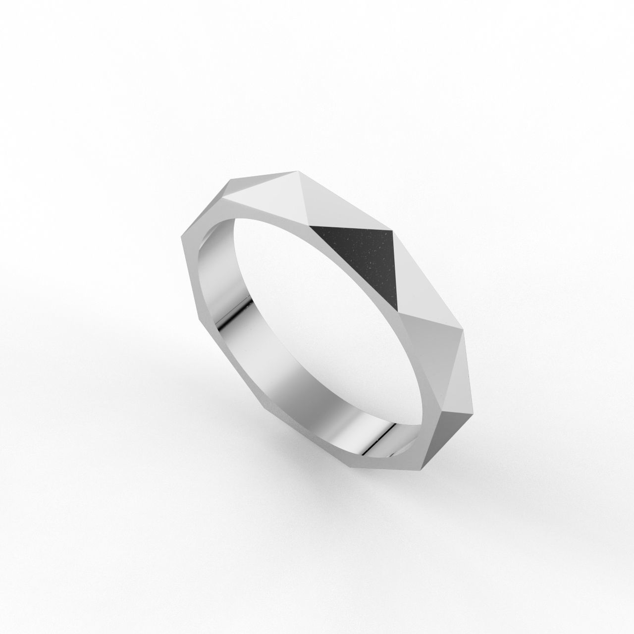 Triangle faceted ring 17 5mm 3D print model_4