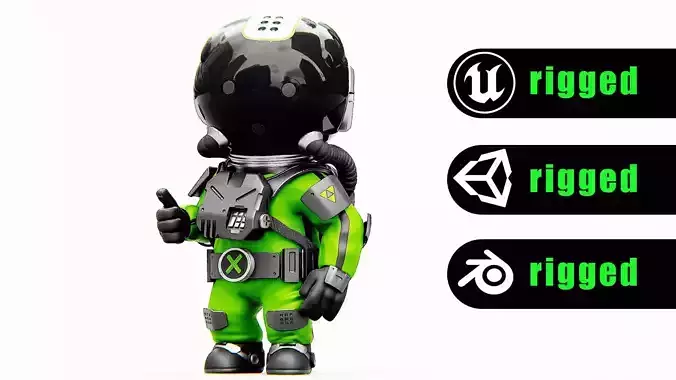 TOON ASTRONAUT K-2500 Rigged for Unreal Engine - Unity - MIXAMO 