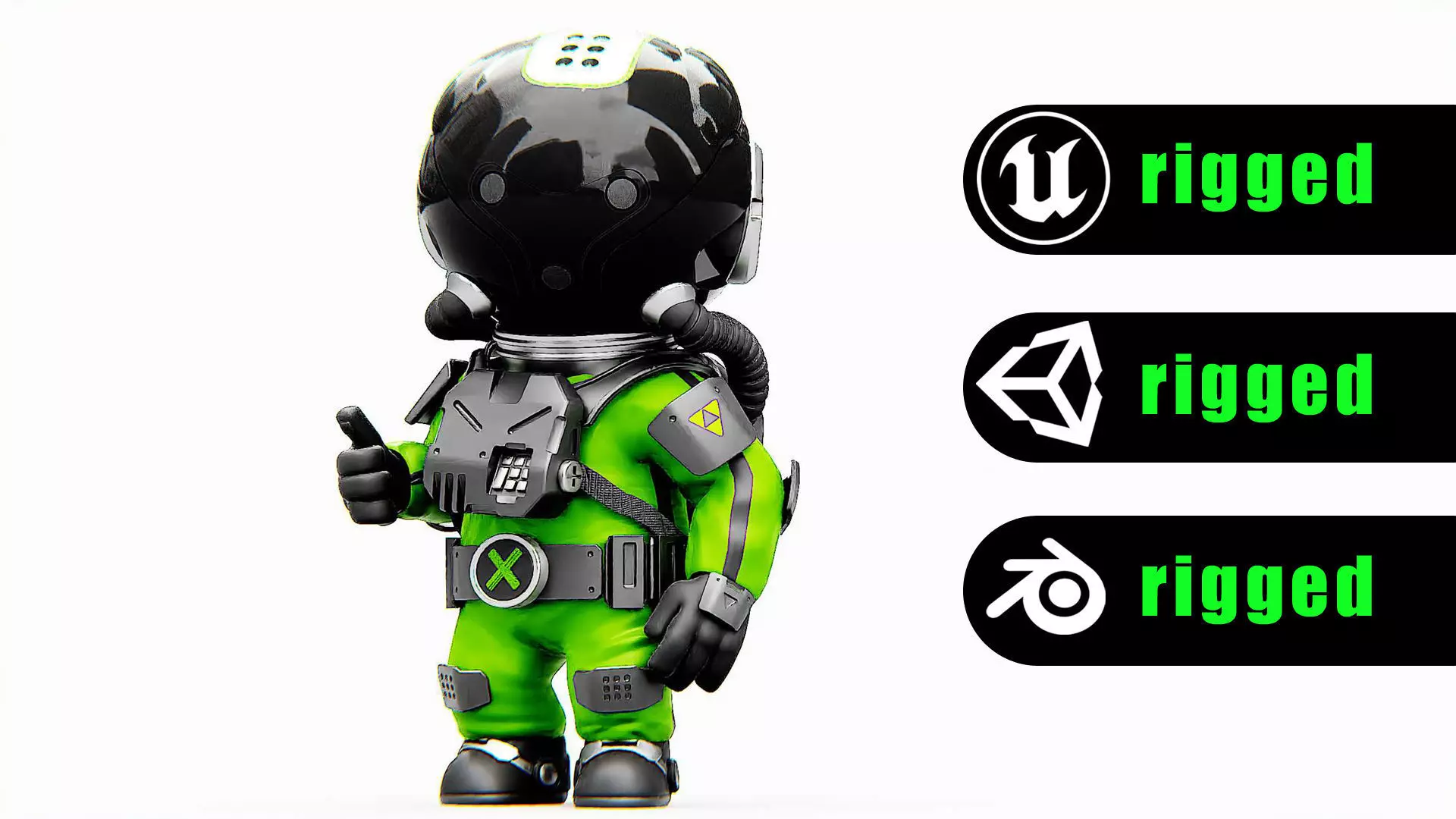 TOON ASTRONAUT K-2500 Rigged for Unreal Engine - Unity - MIXAMO 3D model