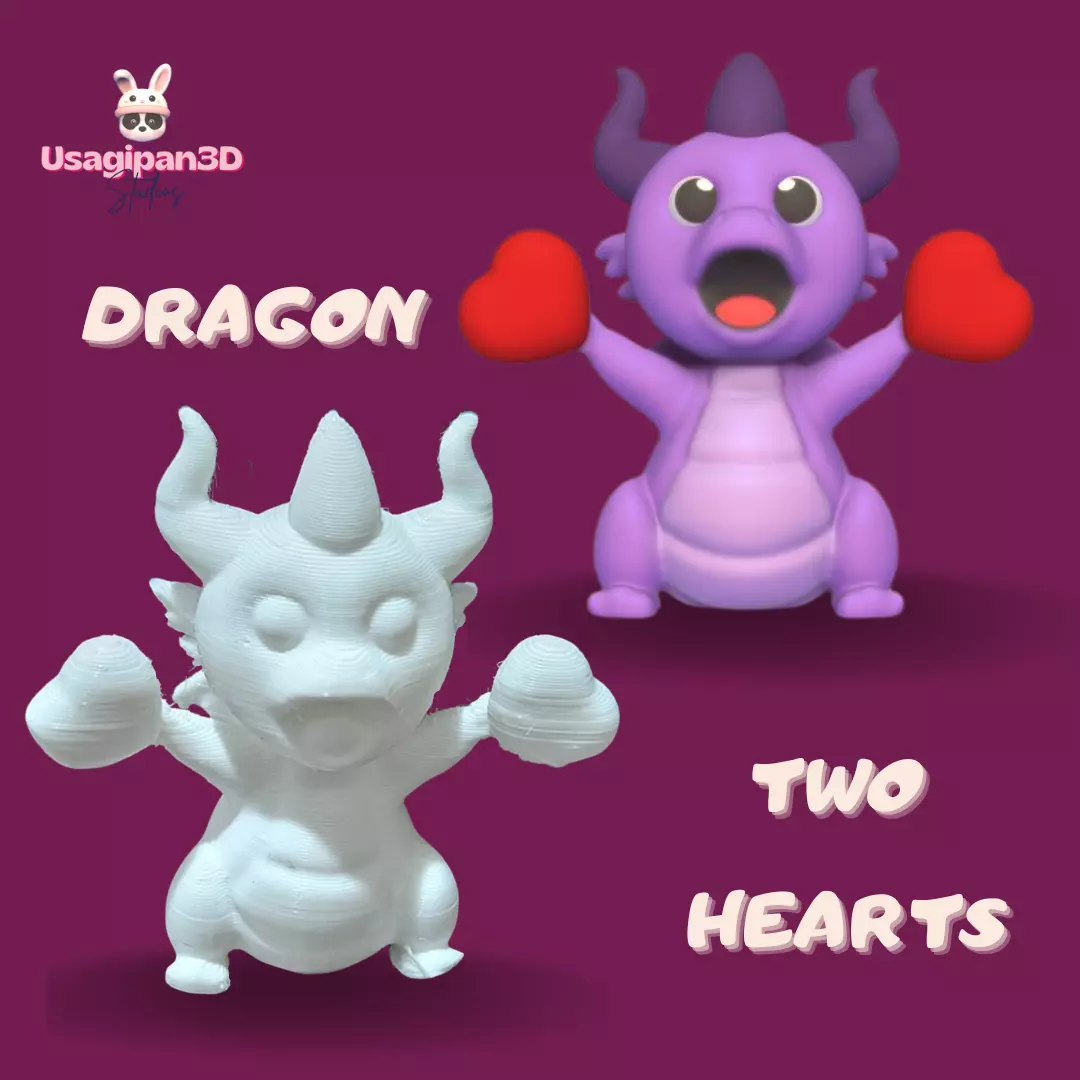 Dragon Two Hearts 3D print model_0