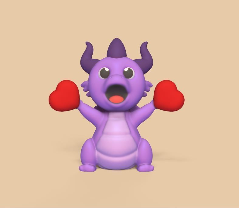 Dragon Two Hearts 3D print model_1