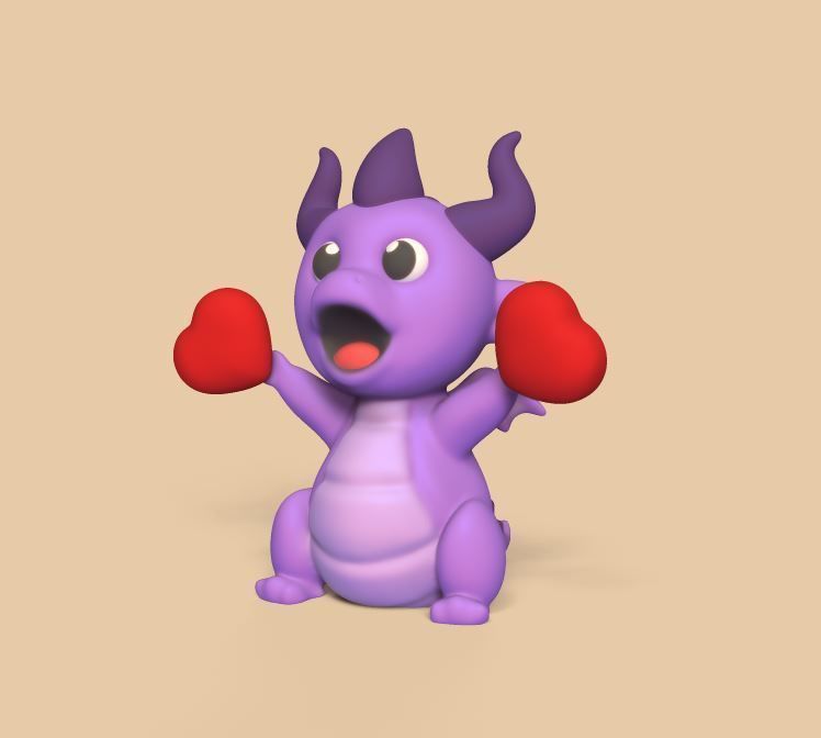 Dragon Two Hearts 3D print model_2