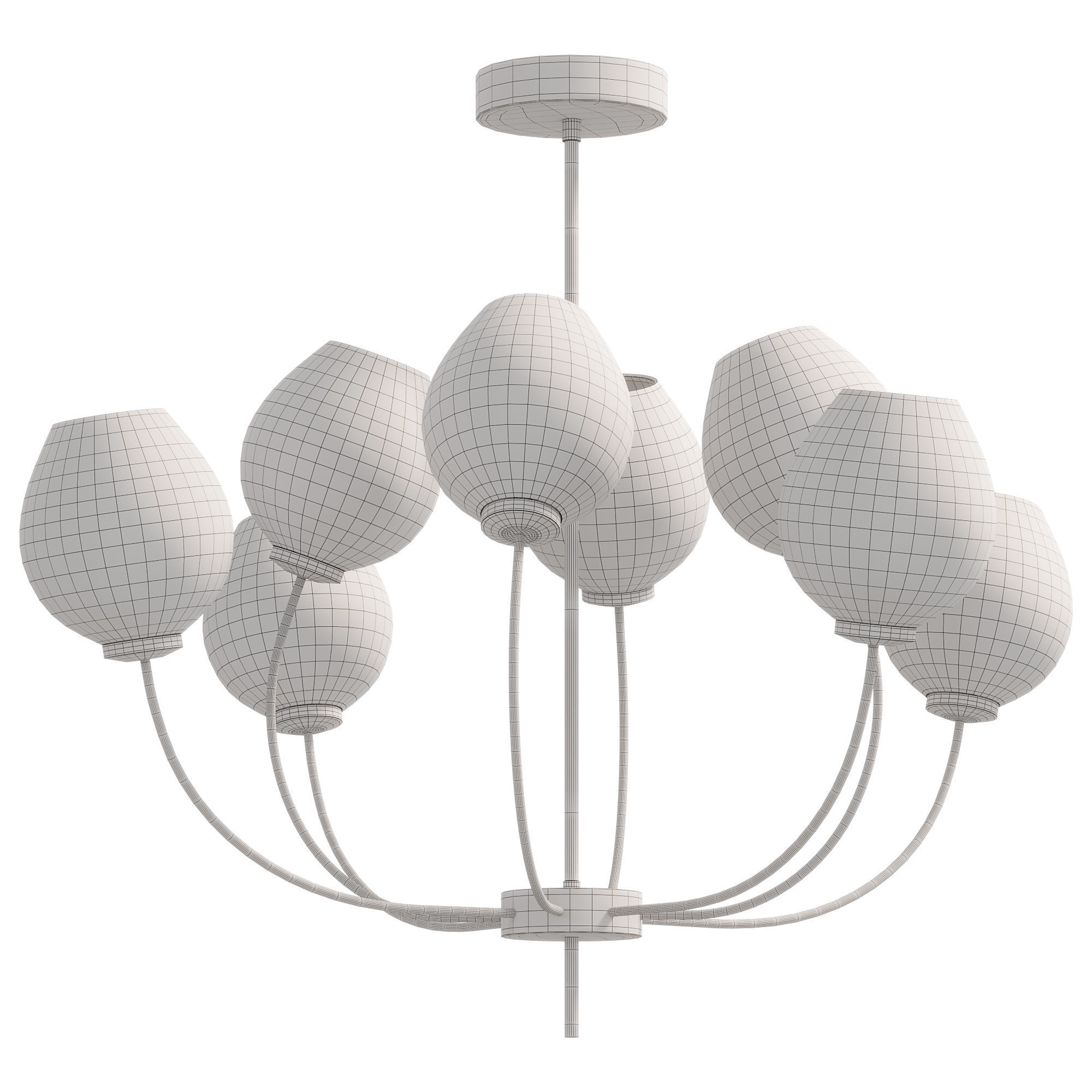 Minimalist glass chandelier 3D model_2