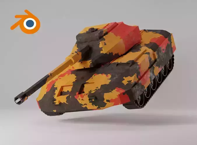 Lowpoly Tank in camouflage 3D model