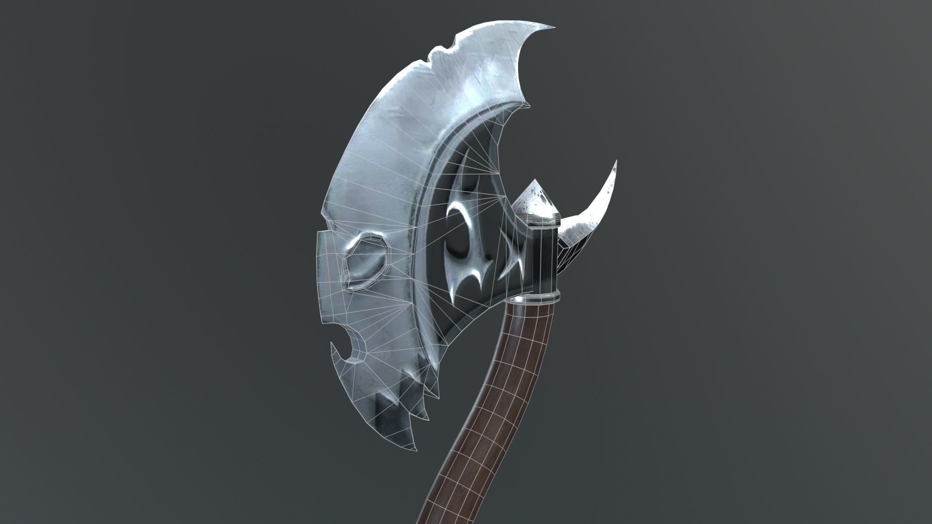 Fantazy Fight Axe Melee Weapon Low-poly 3D model_9