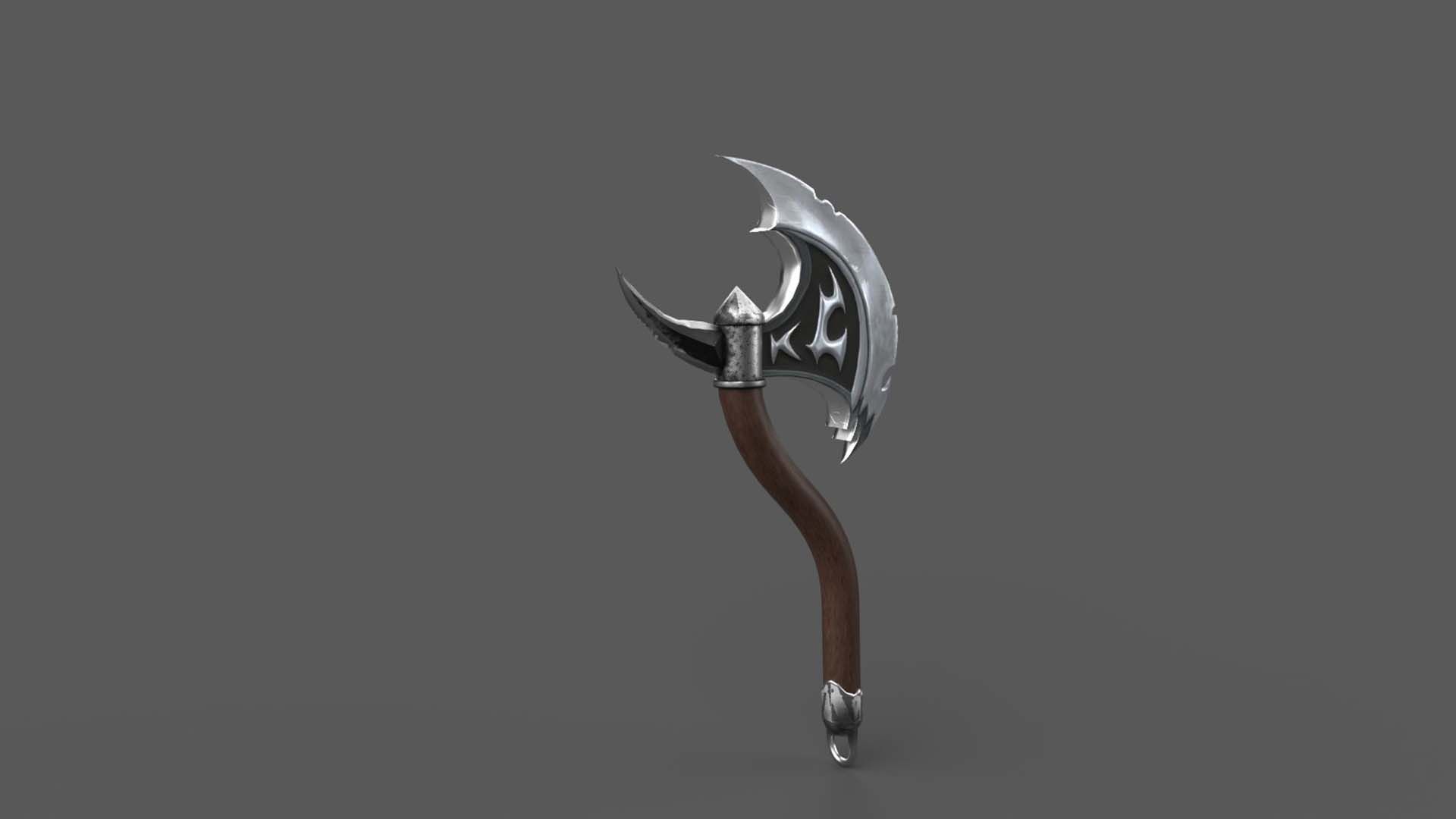 Fantazy Fight Axe Melee Weapon Low-poly 3D model_3