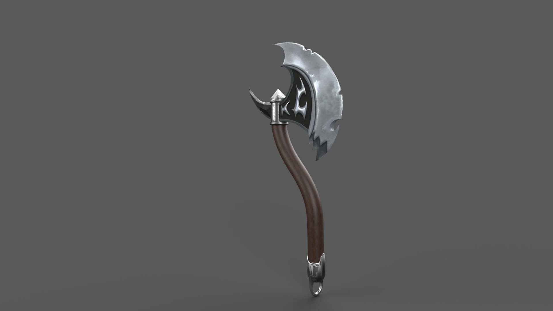 Fantazy Fight Axe Melee Weapon Low-poly 3D model_2