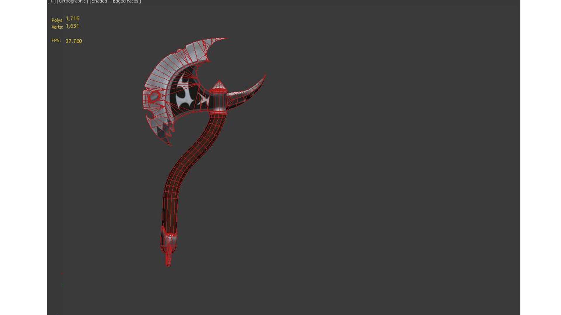 Fantazy Fight Axe Melee Weapon Low-poly 3D model_11