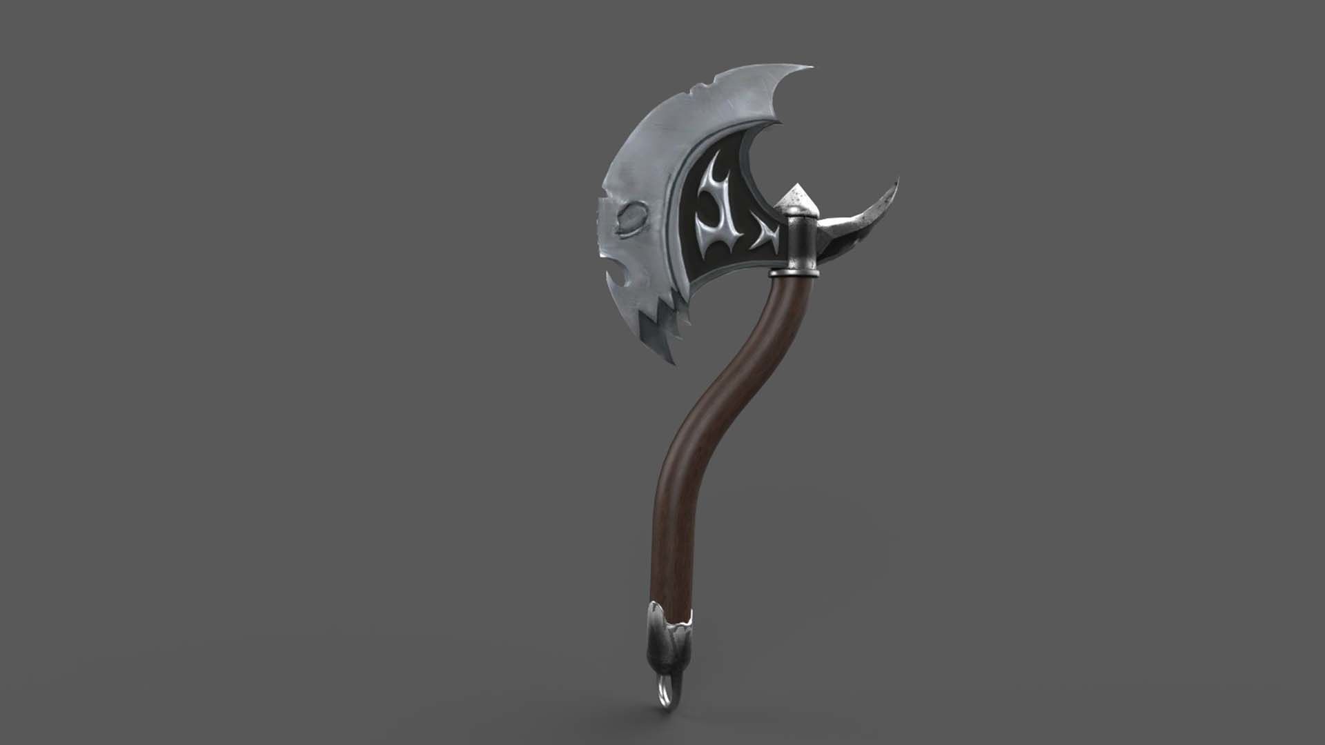 Fantazy Fight Axe Melee Weapon Low-poly 3D model_5
