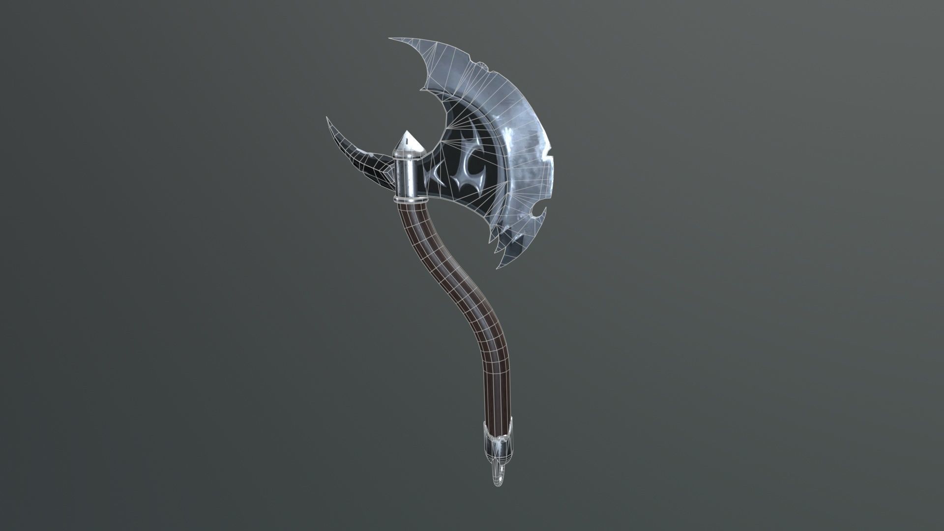 Fantazy Fight Axe Melee Weapon Low-poly 3D model_10
