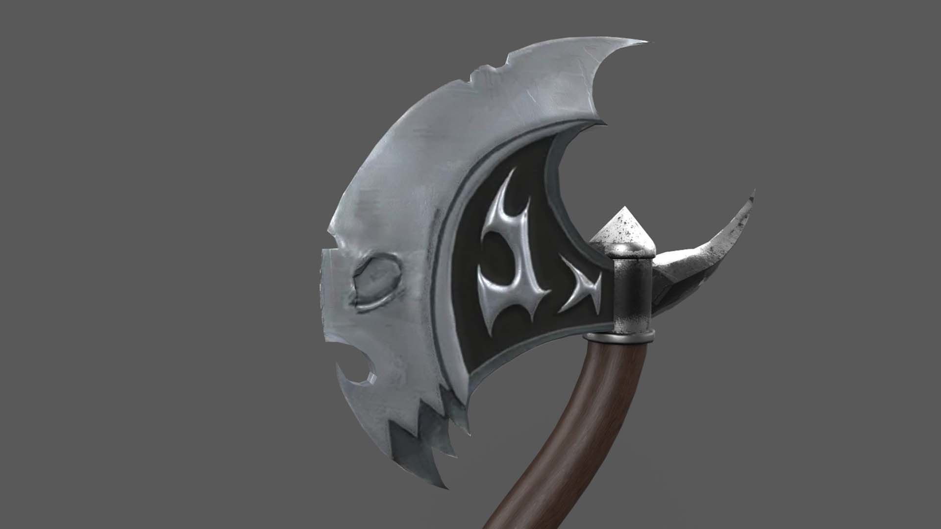 Fantazy Fight Axe Melee Weapon Low-poly 3D model_4