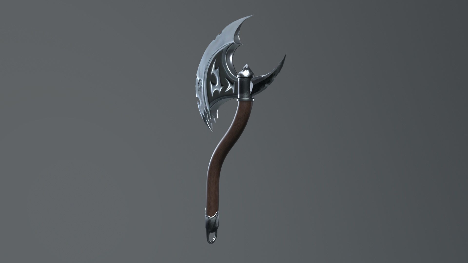 Fantazy Fight Axe Melee Weapon Low-poly 3D model_7