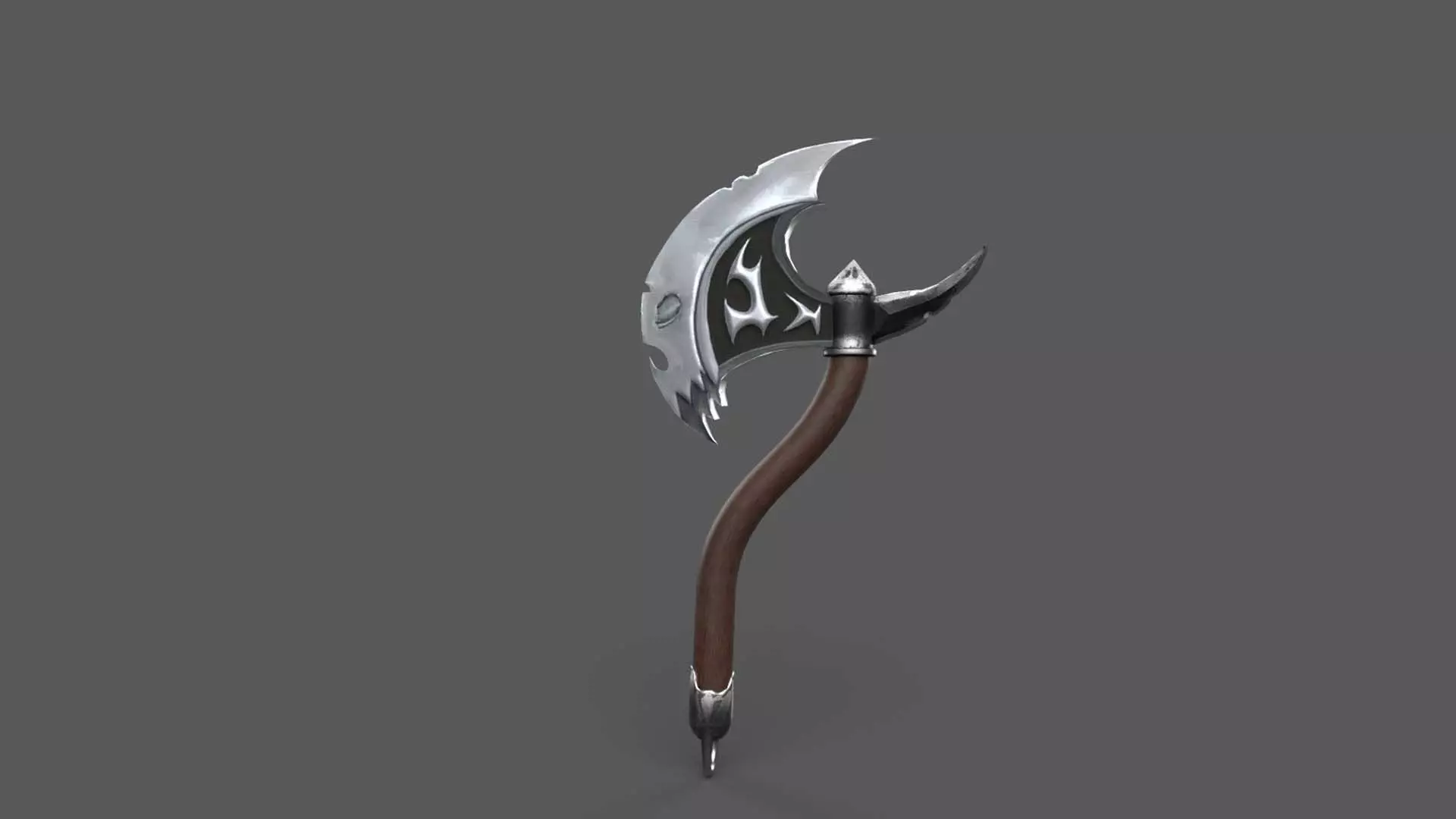 Fantazy Fight Axe Melee Weapon Low-poly 3D model_0
